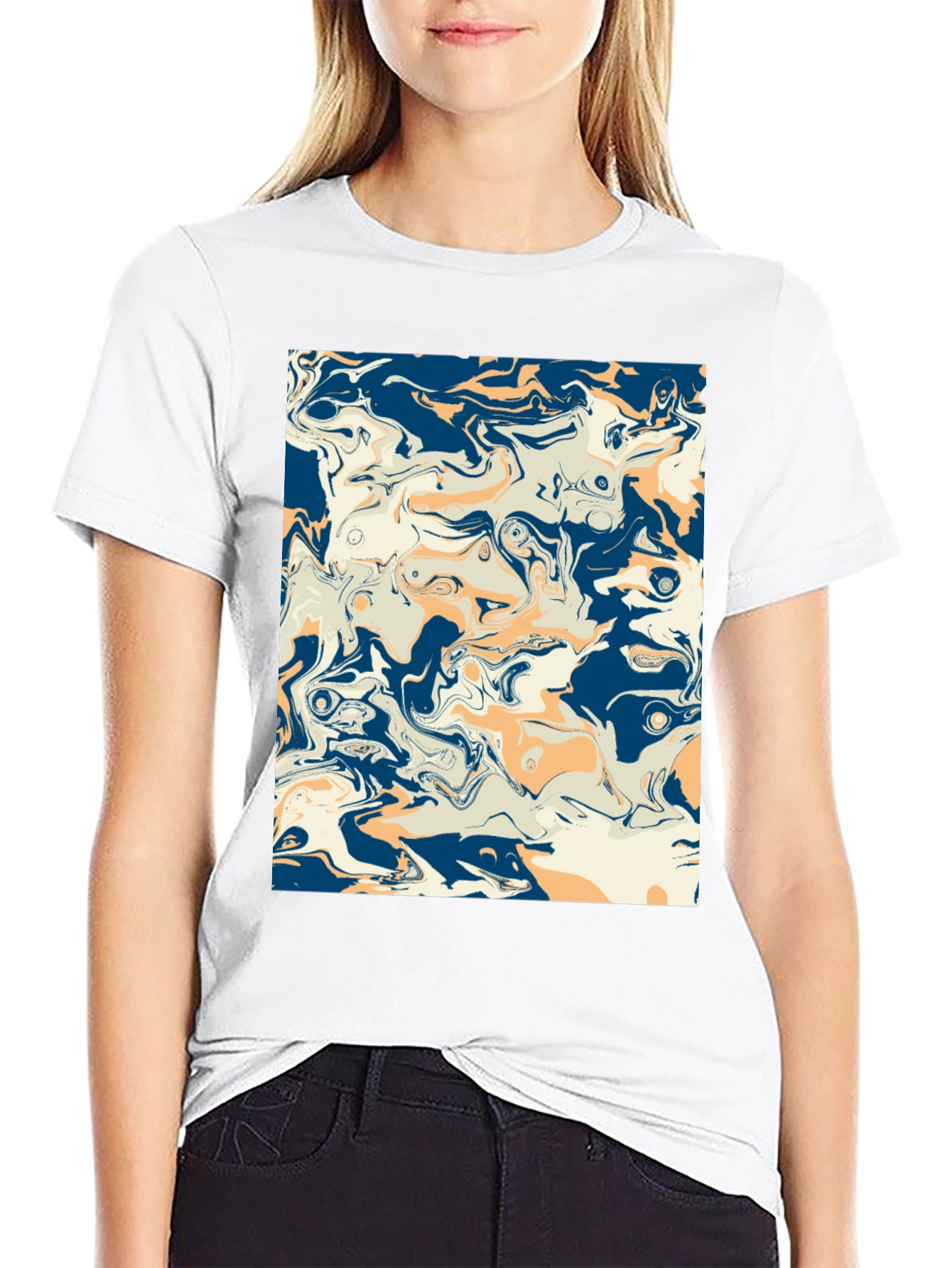 Black Abstract Swirl Graphic Tee - Stylish Men's Black T-Shirt view 9