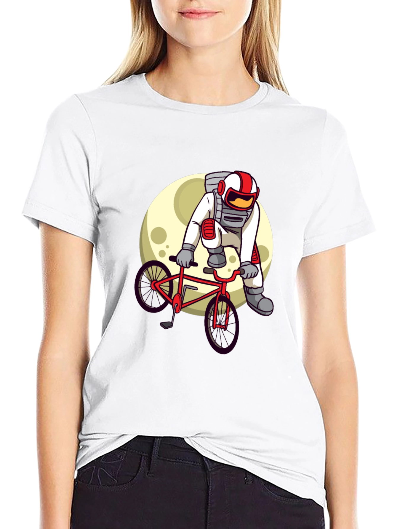 Black Astronaut Biker Graphic Tee - Space Adventure Shirt view 9