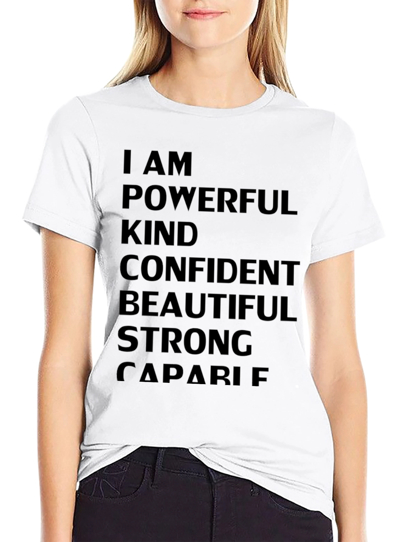 Black Empowering Affirmations T-Shirt: Powerful, Kind, Confident view 9