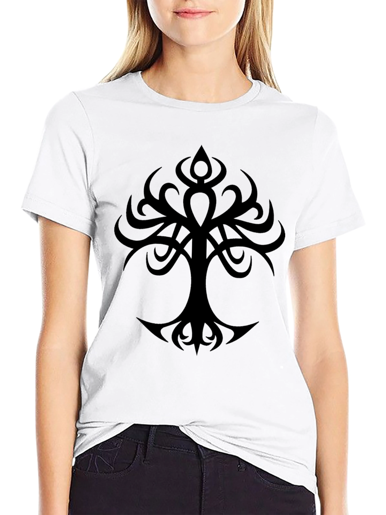 Black Tribal Tree Graphic Black T-Shirt - Unique Design view 9