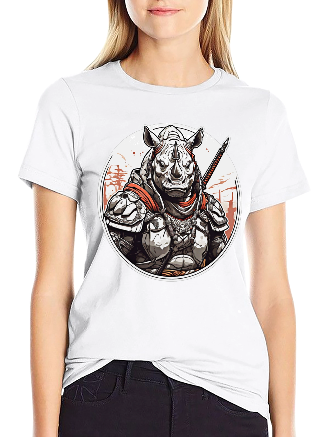 Black Armored Rhino Warrior Graphic Tee view 9