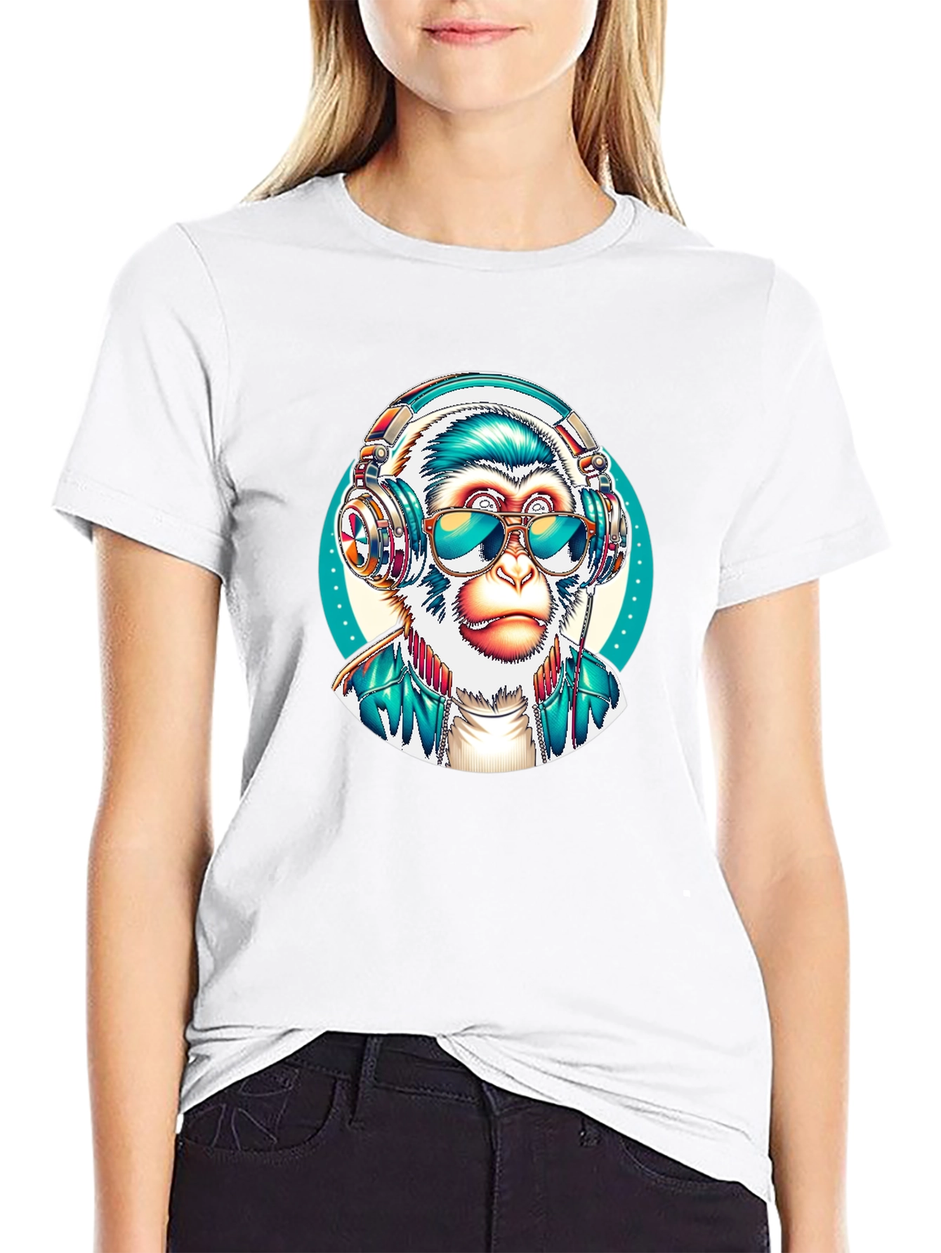 Black Monkey DJ Graphic T-Shirt - Cool & Unique Design view 9