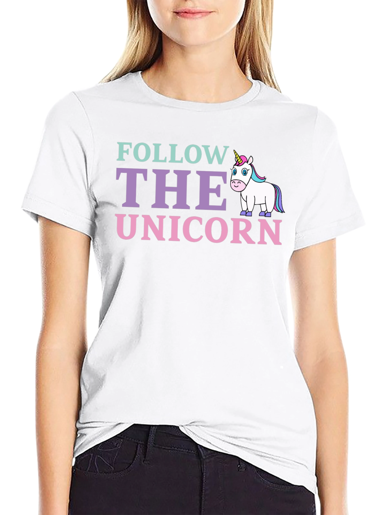 Black Follow The Unicorn Graphic T-Shirt view 9