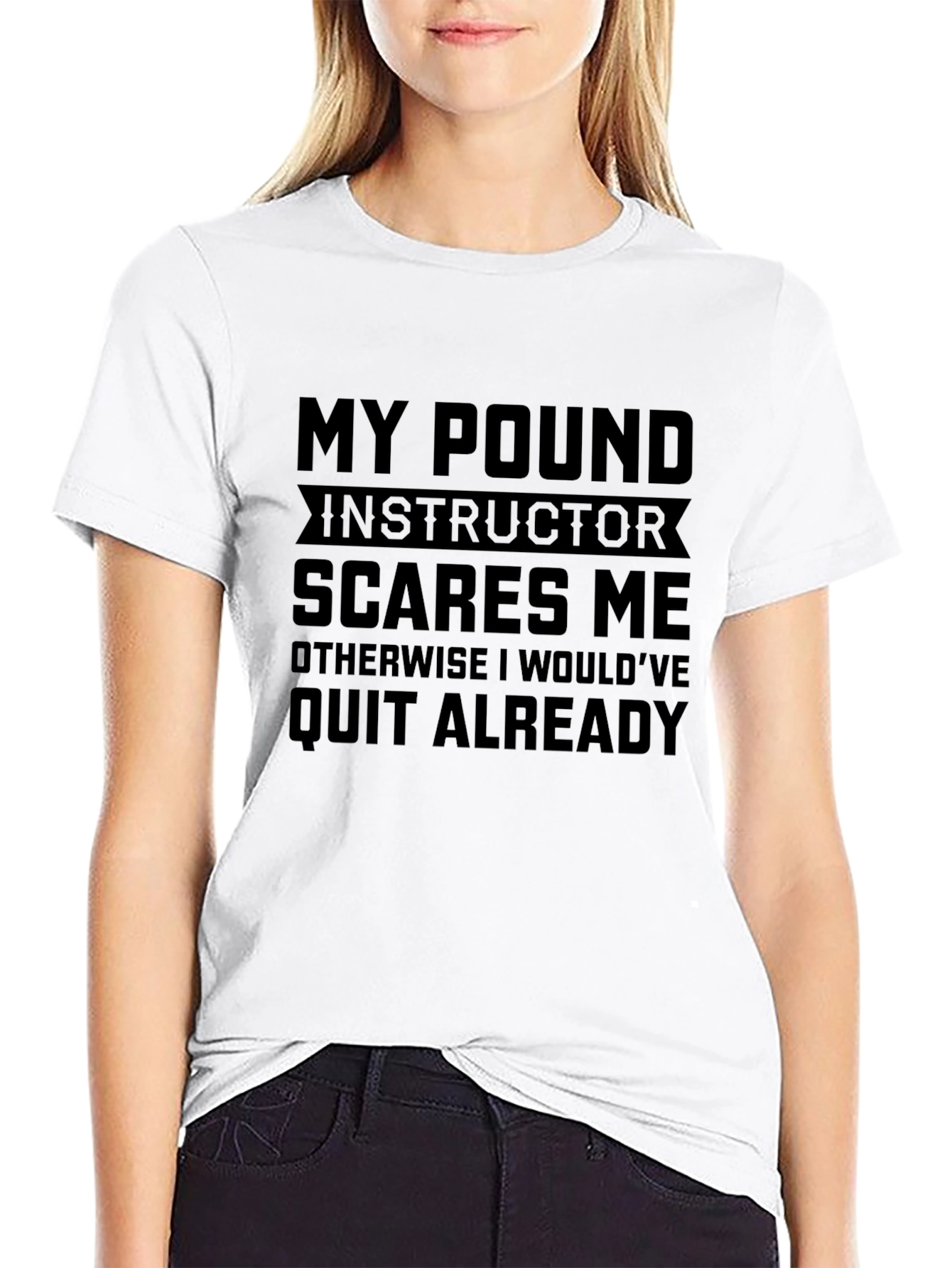 Black Funny Pound Instructor T-Shirt - Workout Motivation view 9