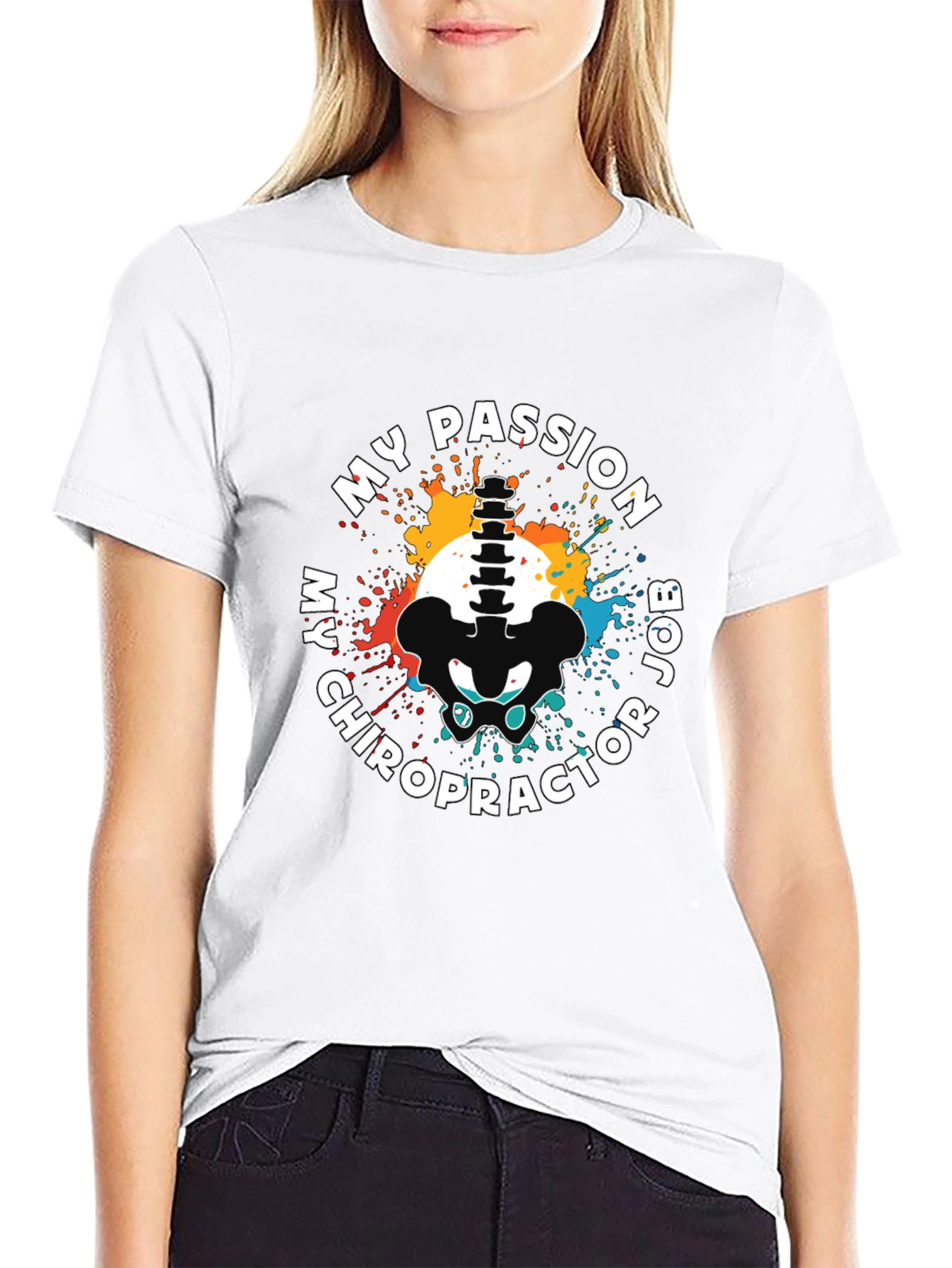 Black Chiropractor Passion T-Shirt - Spine & Pelvis Design view 9