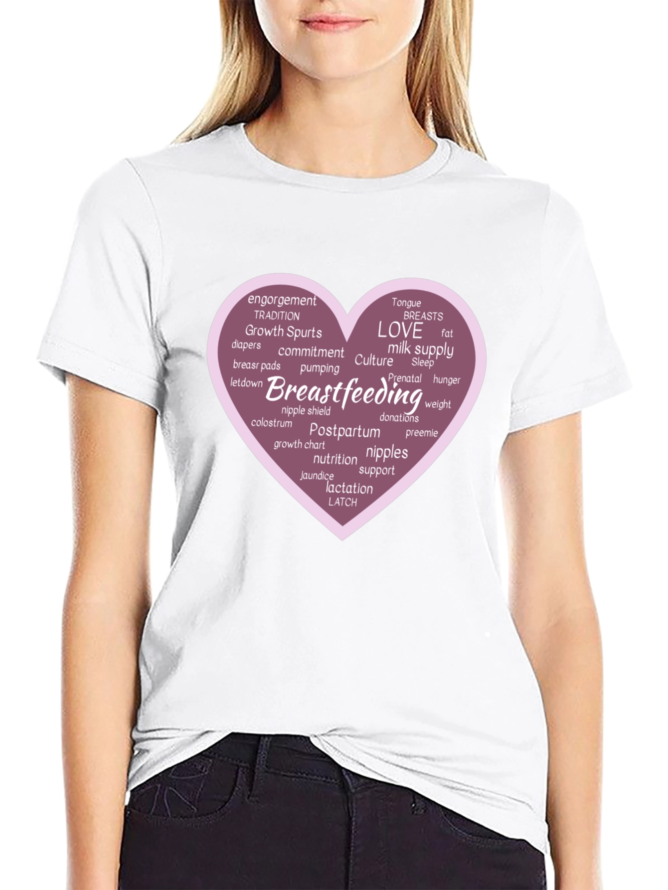 Black Breastfeeding Love Heart Graphic Tee view 9