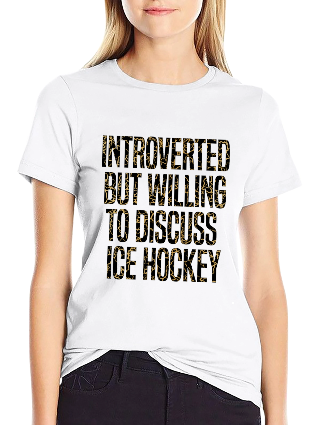 Black Introverted Ice Hockey Lover Graphic Tee view 9