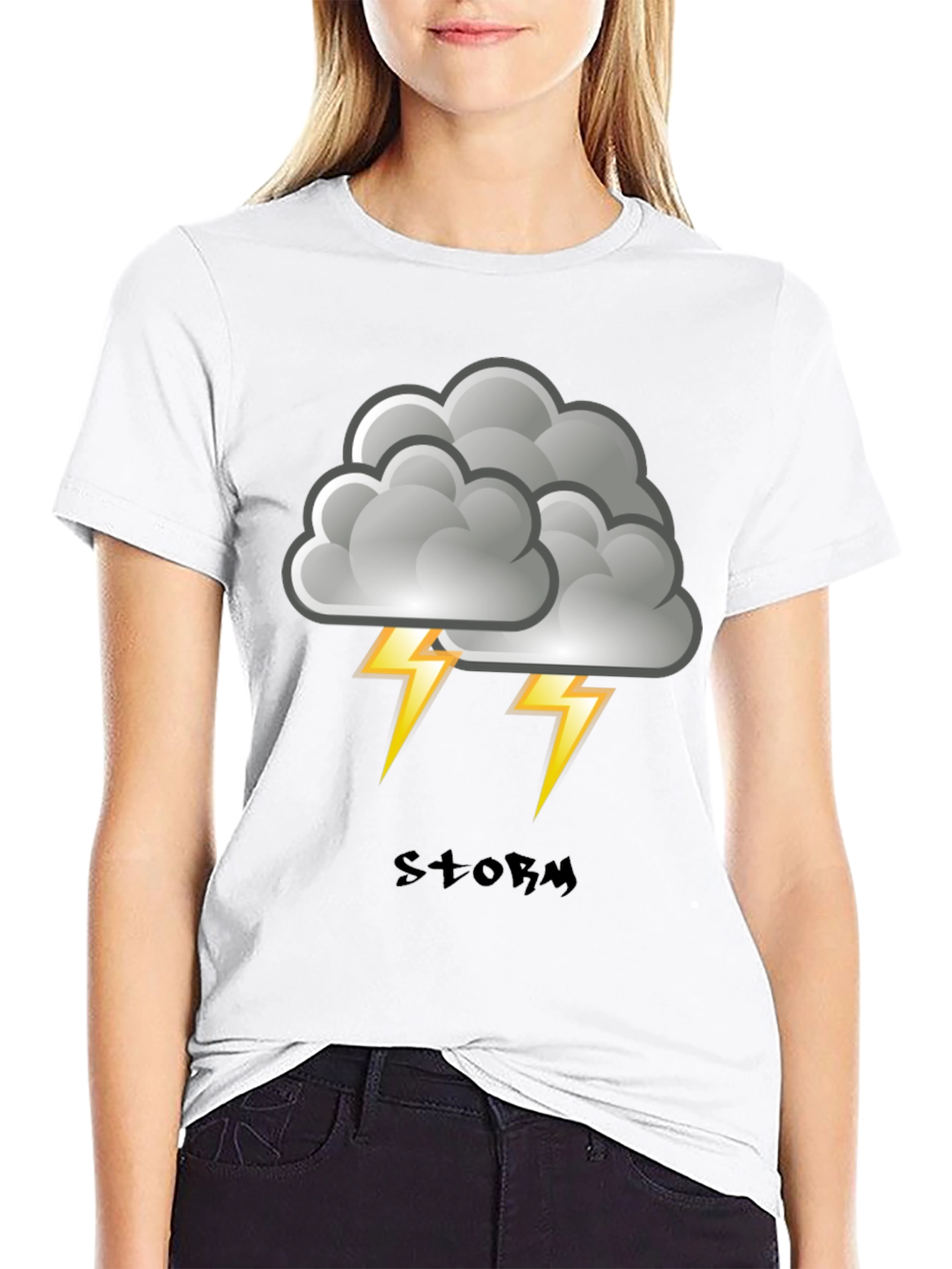 Black Storm Cloud Graphic Print Men's T-Shirt view 9