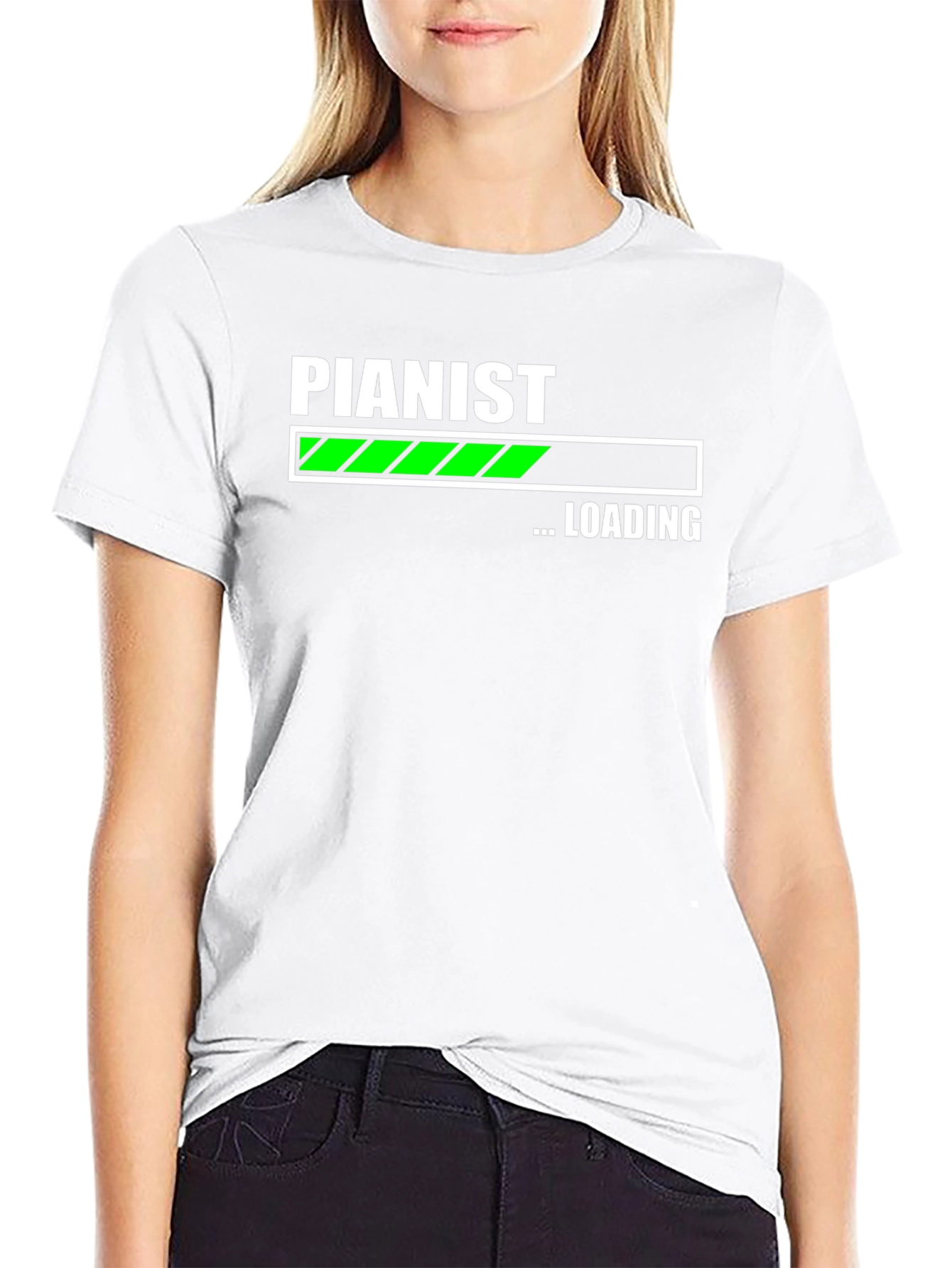 Black Pianist Loading T-Shirt - Funny Music Lover Tee view 9