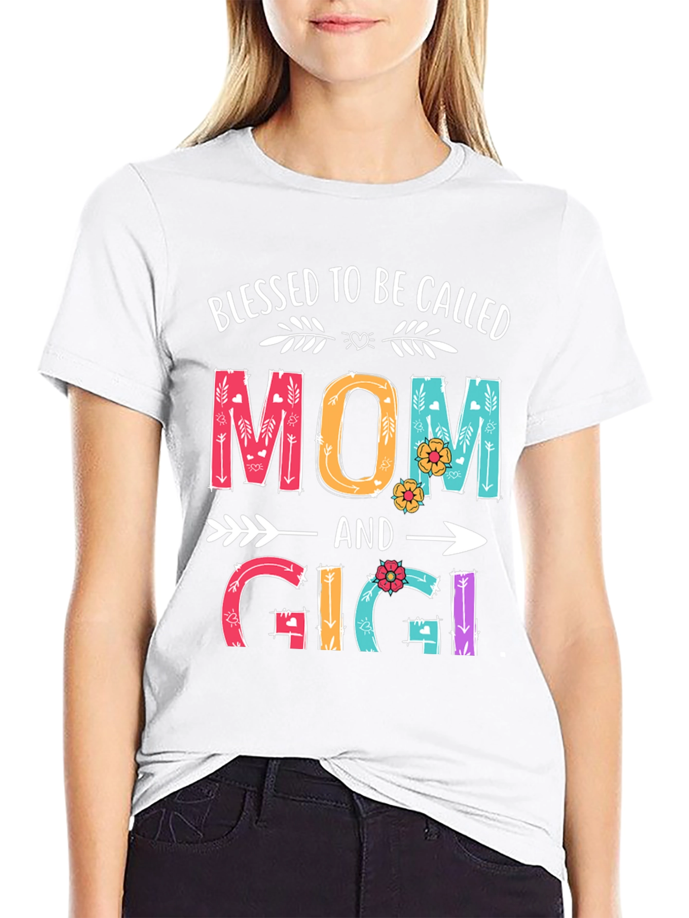 Black Blessed To Be Called Mom and Gigi T-Shirt view 9