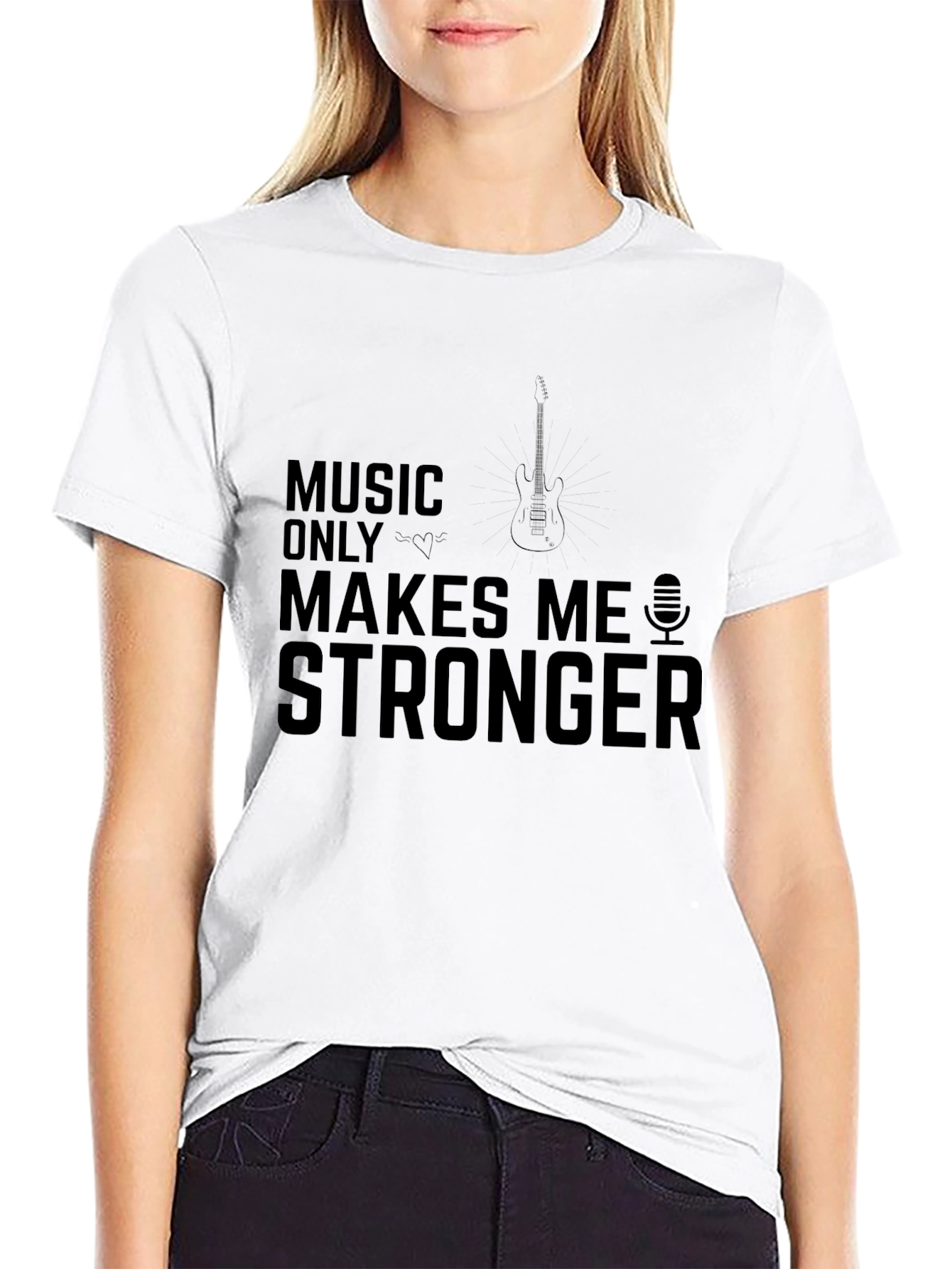 Black Music Makes Me Stronger Black Graphic T-Shirt view 9