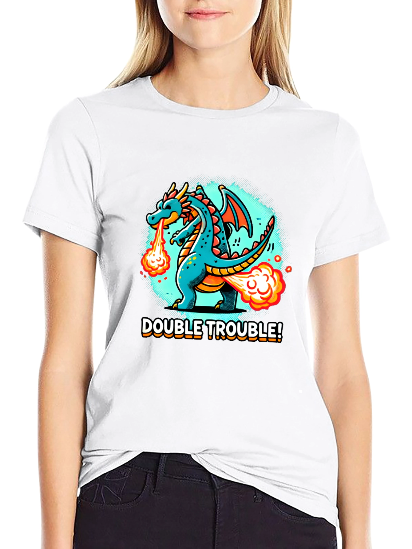 Black Double Trouble Dragon Graphic Tee - Black view 9