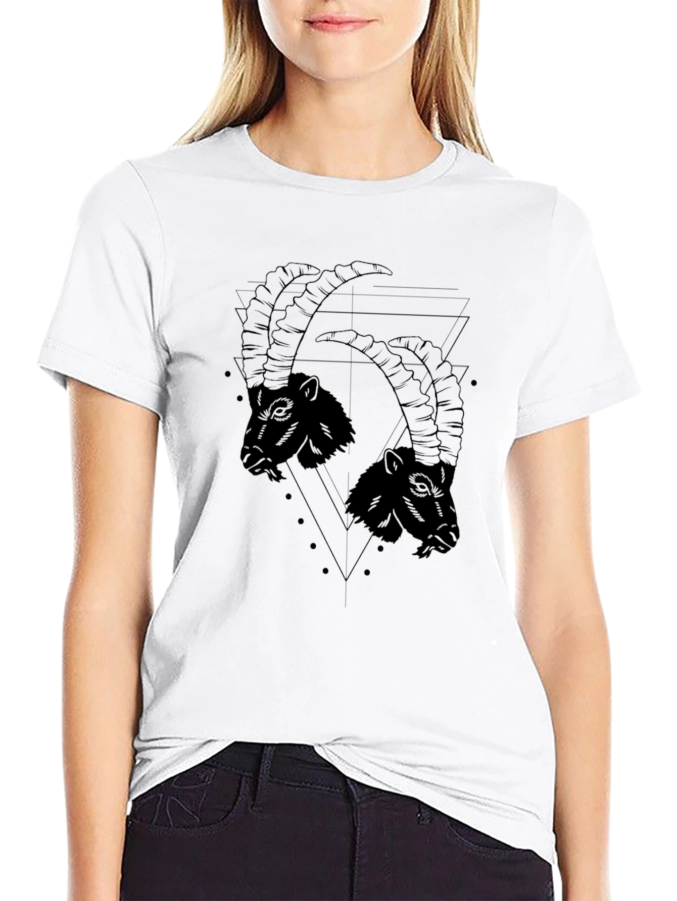 Black Graphic Tee - Two Goats Design Black T-Shirt view 9