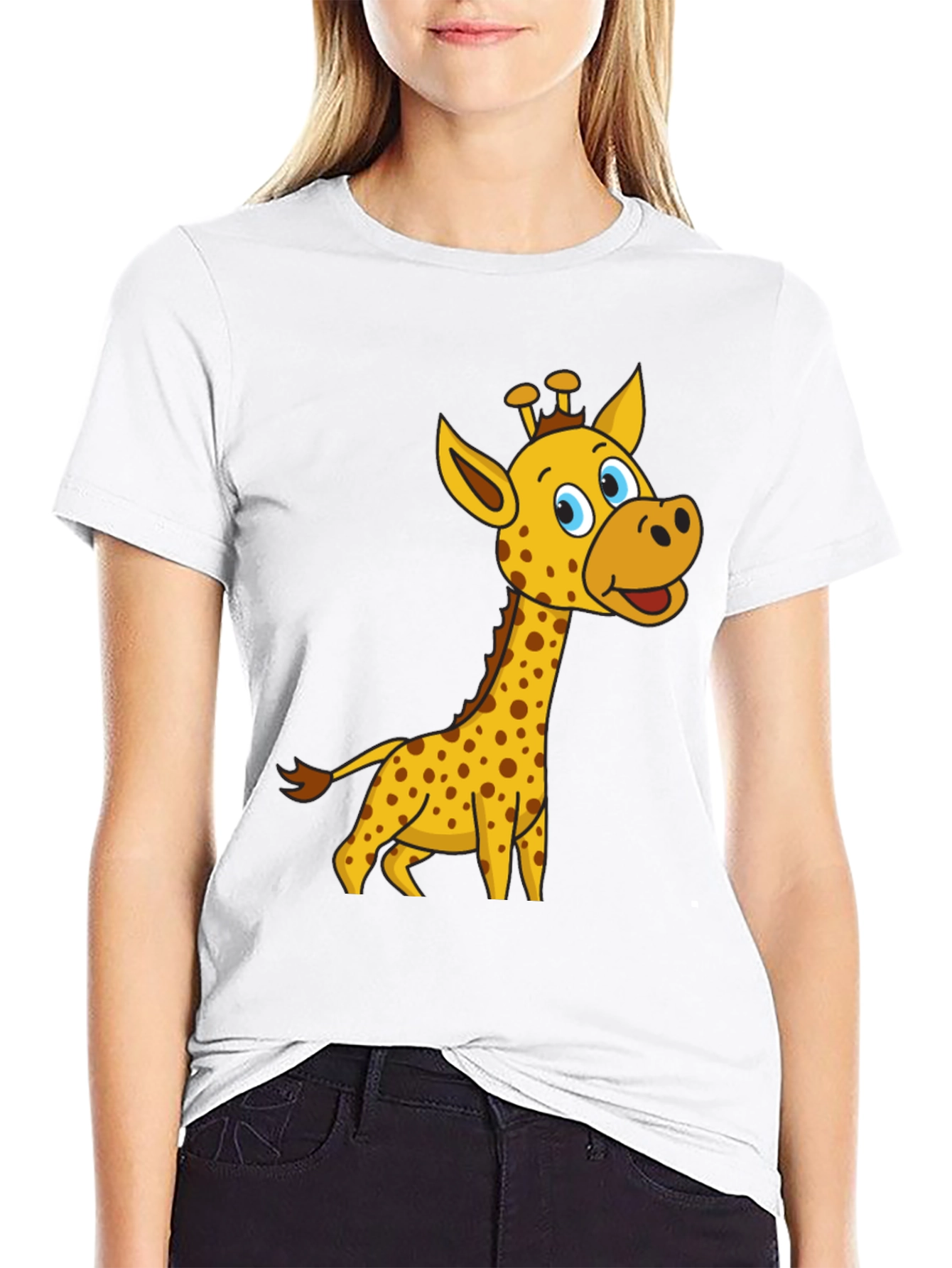 Black Cartoon Giraffe Black T-Shirt view 9