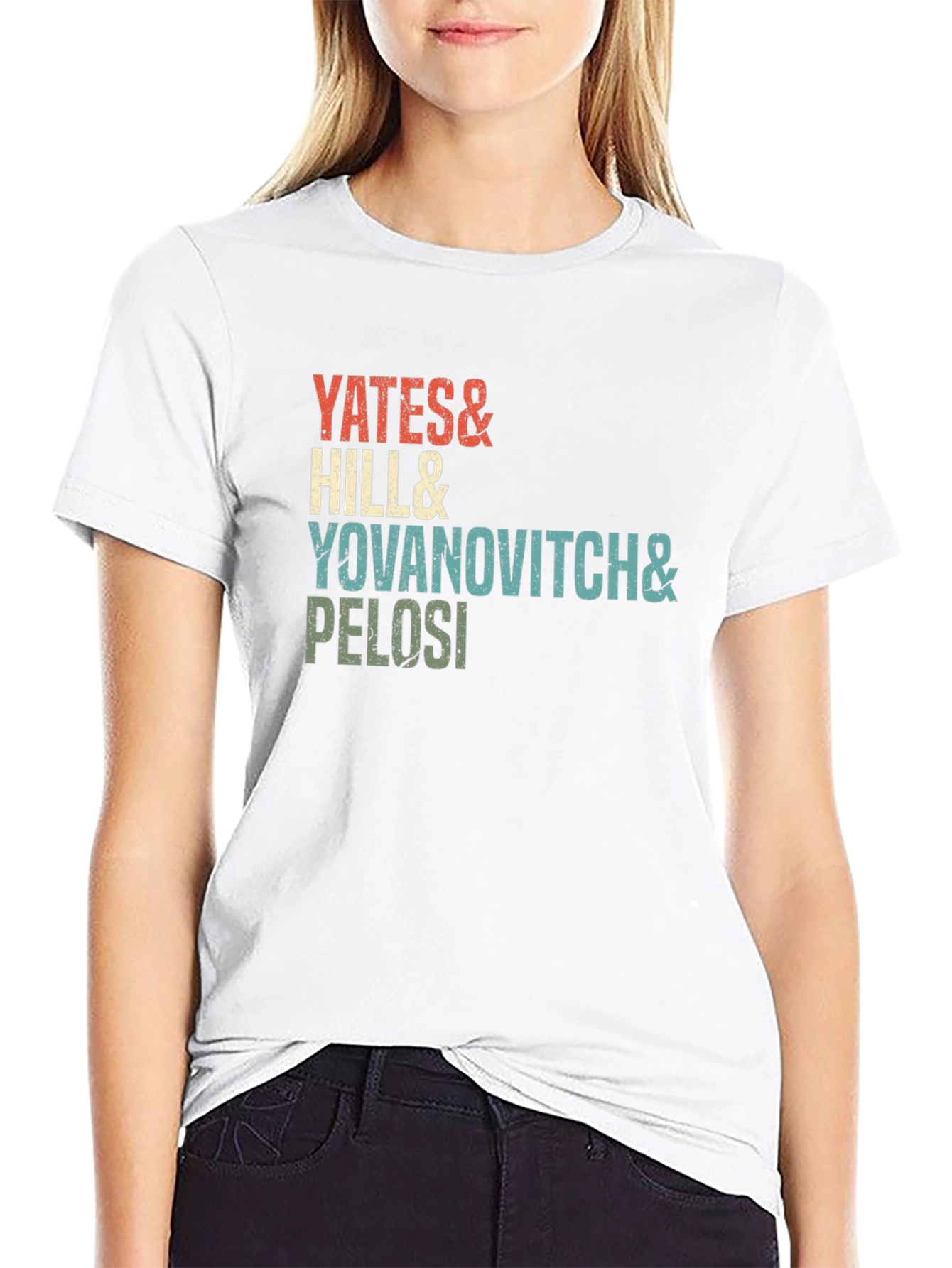 Black Yates, Hill, Yovanovitch, Pelosi Retro Tee view 9