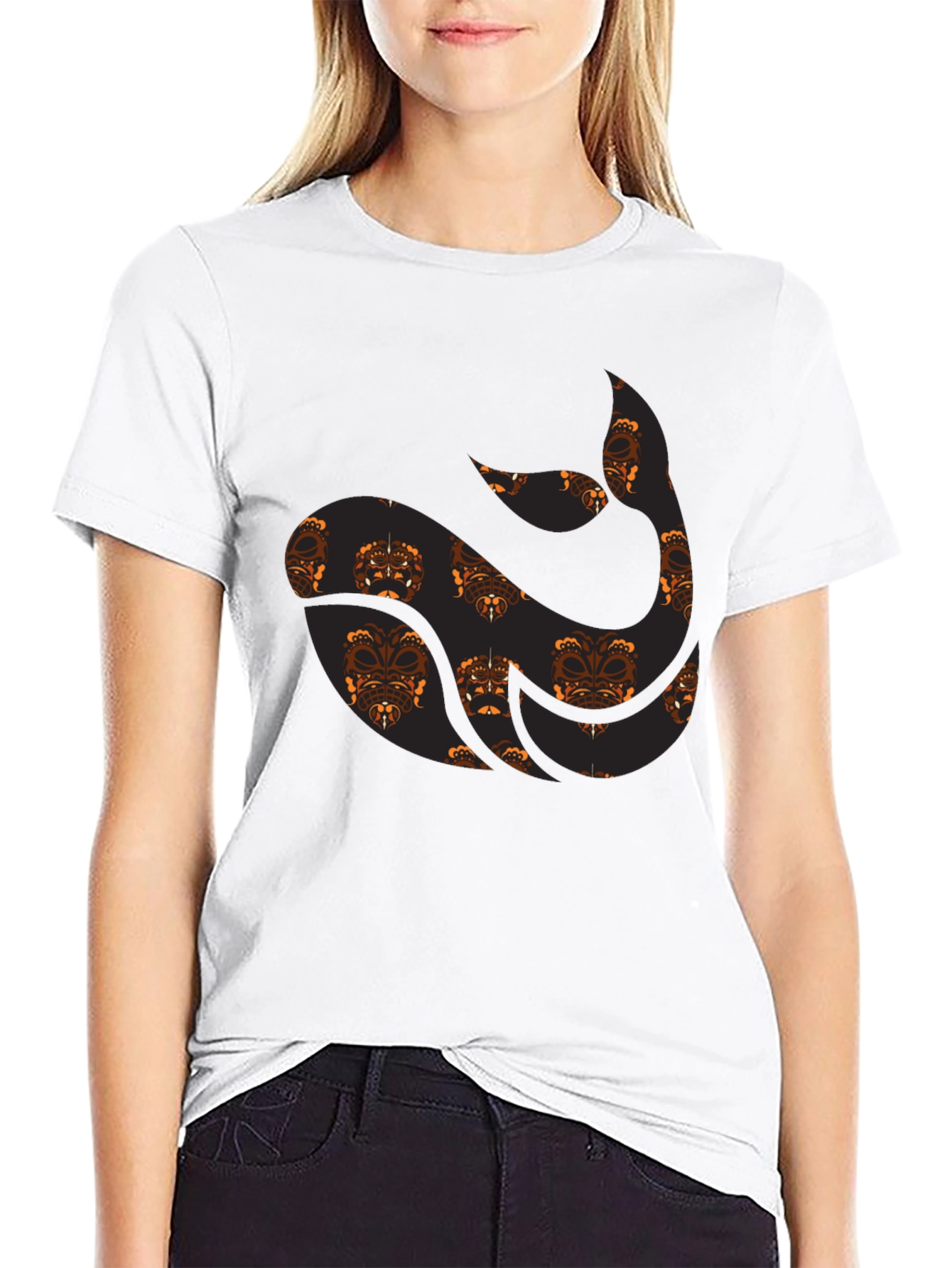 Black Tribal Whale Graphic Tee - Black view 9