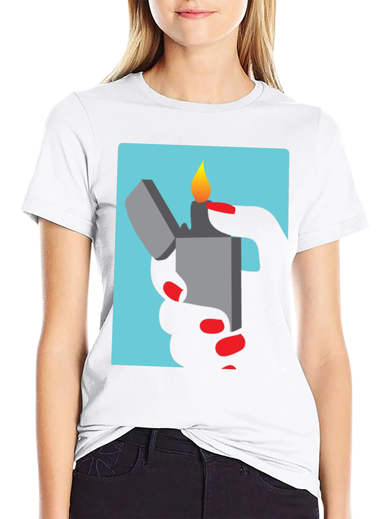 Black Lighter Graphic Tee - Sleek Design, Soft Fabric view 9