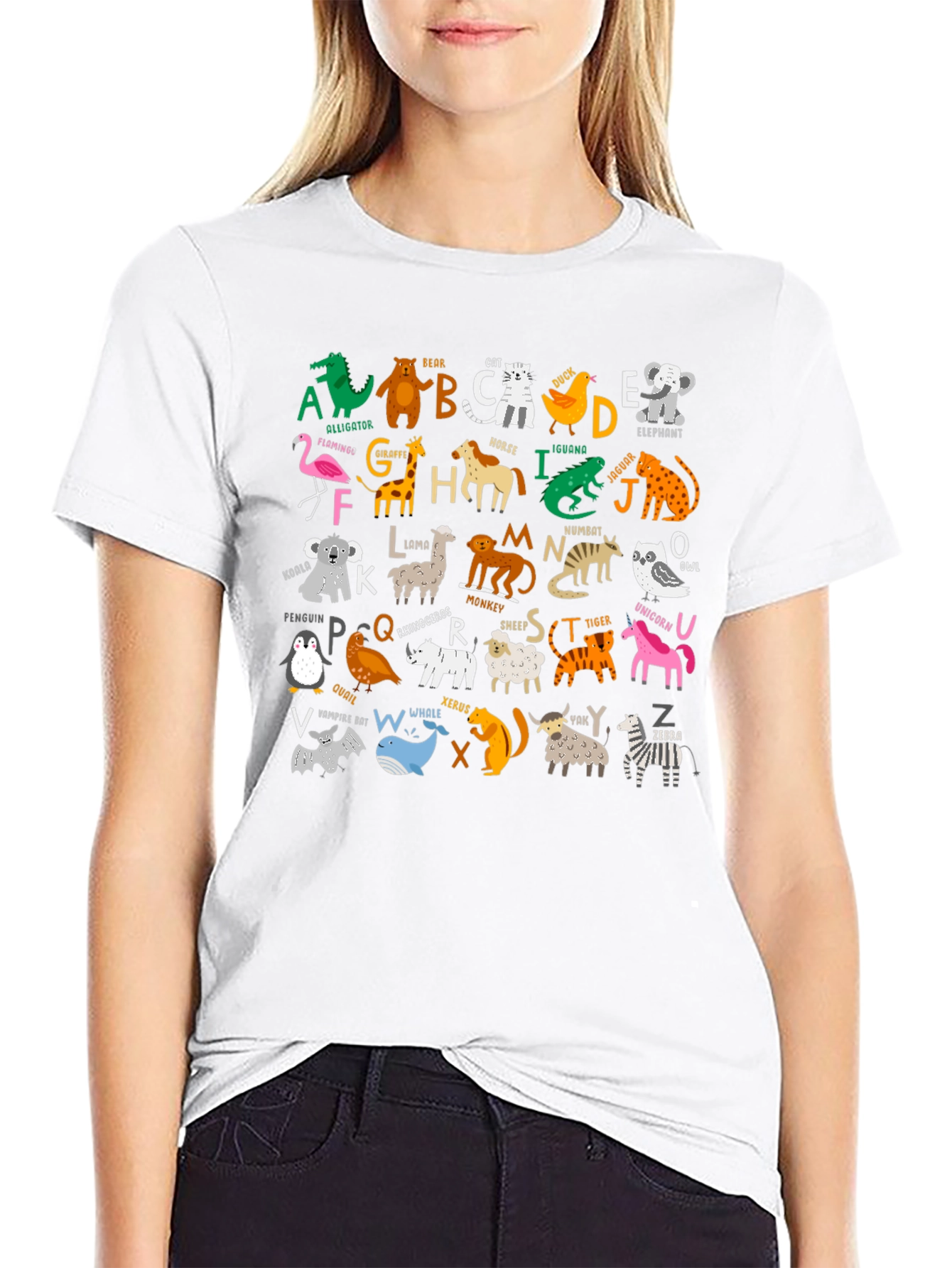 Black Animal Alphabet T-Shirt - Educational & Fun view 9