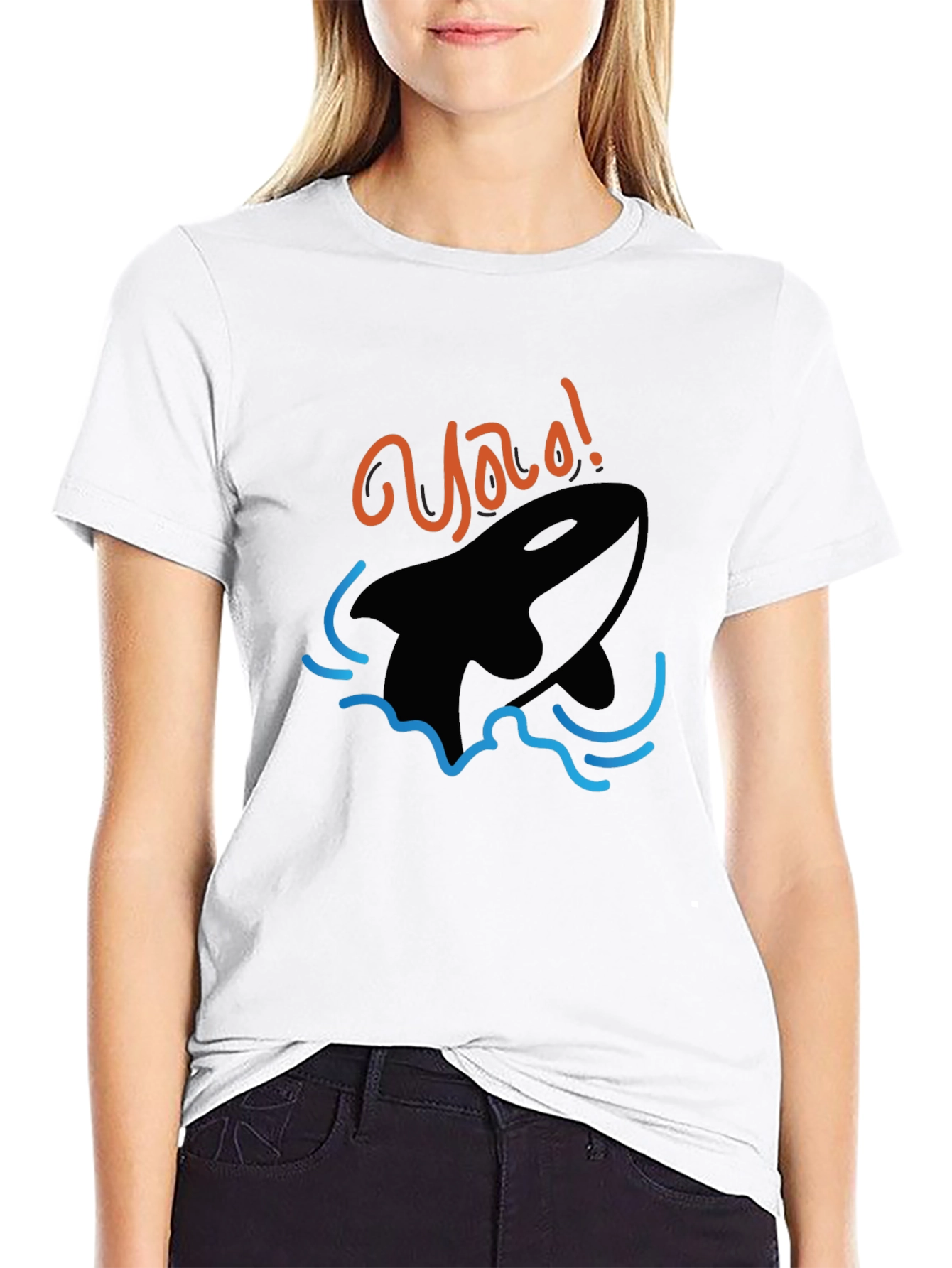 Black Orca Whale Graphic Black T-Shirt - 'Yao!' Design view 9