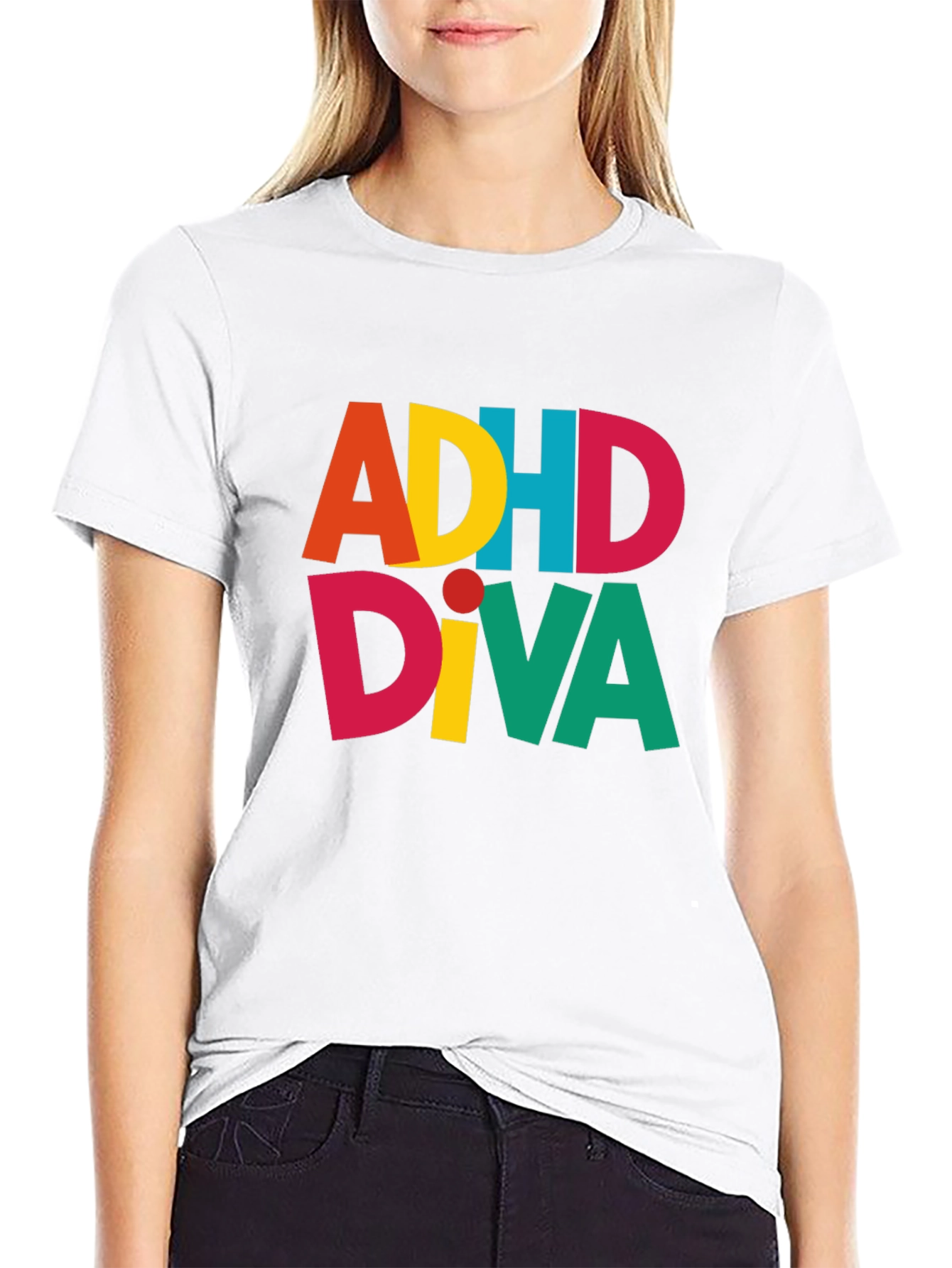 Black ADHDiva T-Shirt - Colorful Graphic Tee view 9