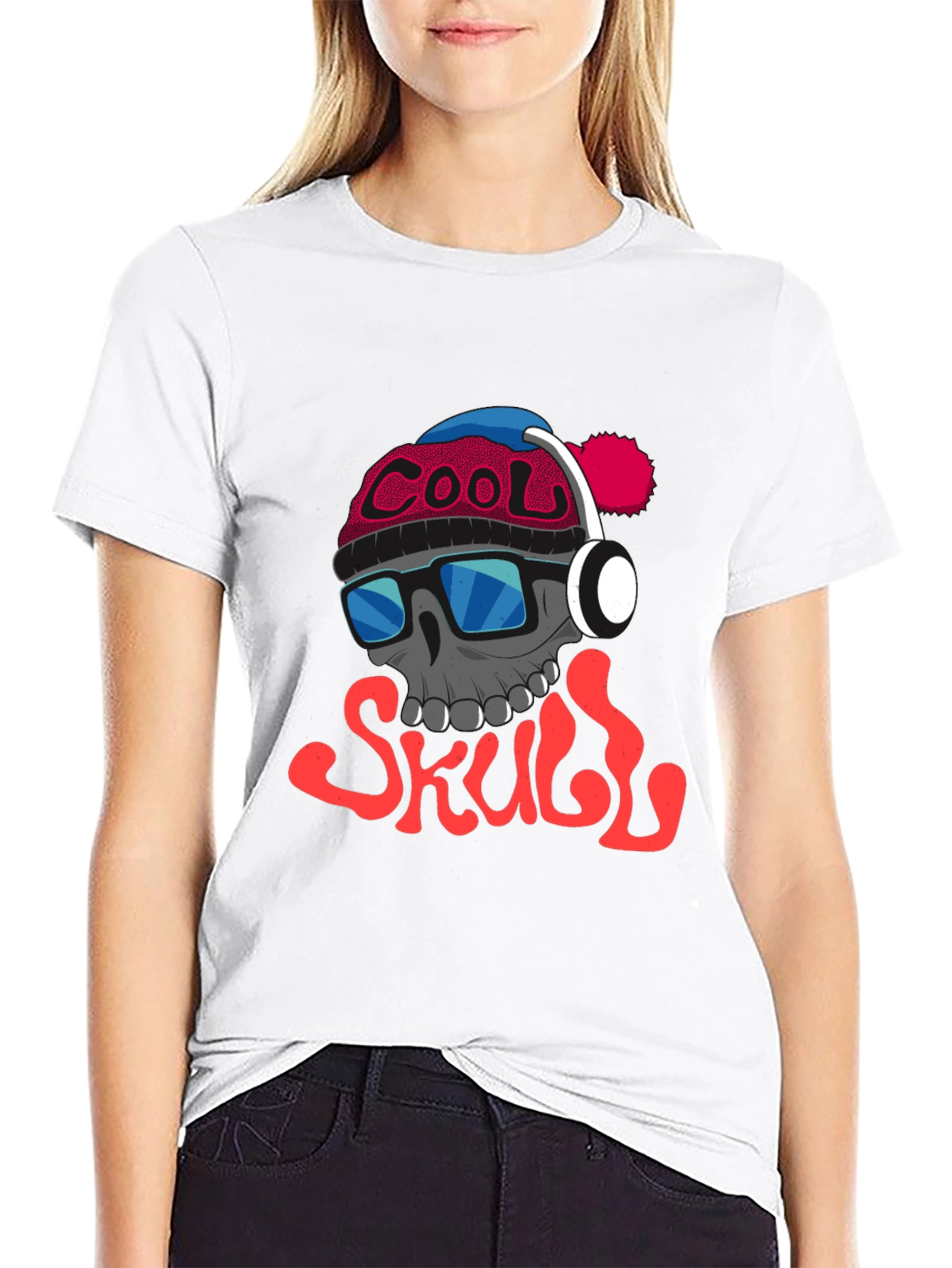 Black Cool Skull Graphic Tee - Trendy Streetwear view 9