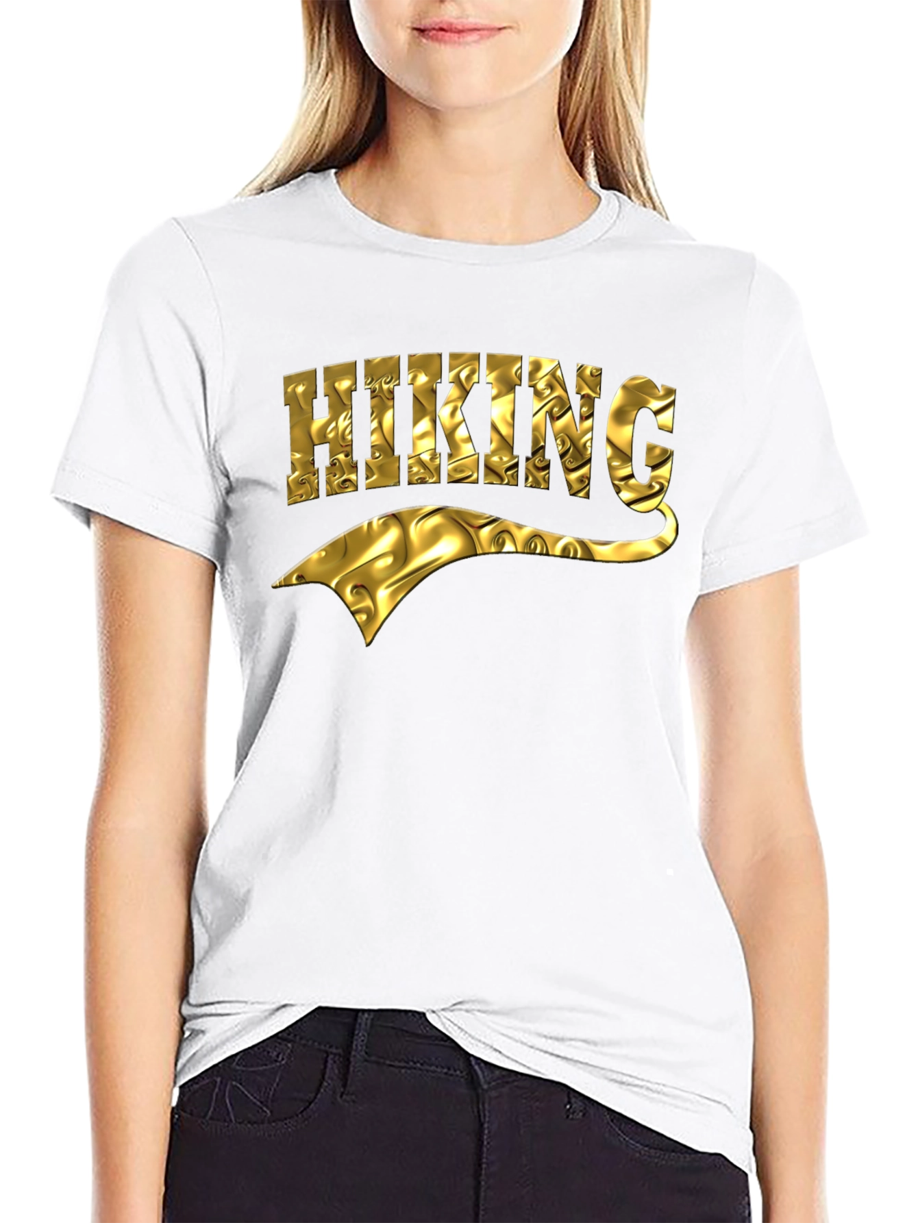 Black Hiking Gold Textured Graphic Tee view 9
