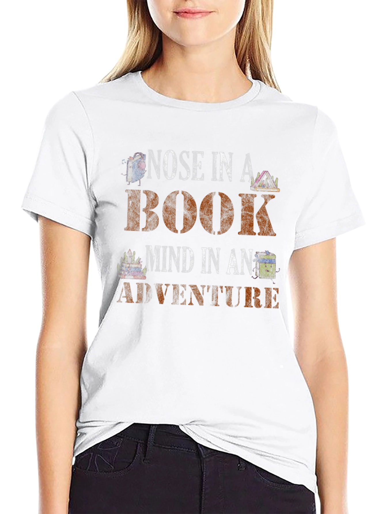 Black Nose In A Book Adventure T-Shirt view 9
