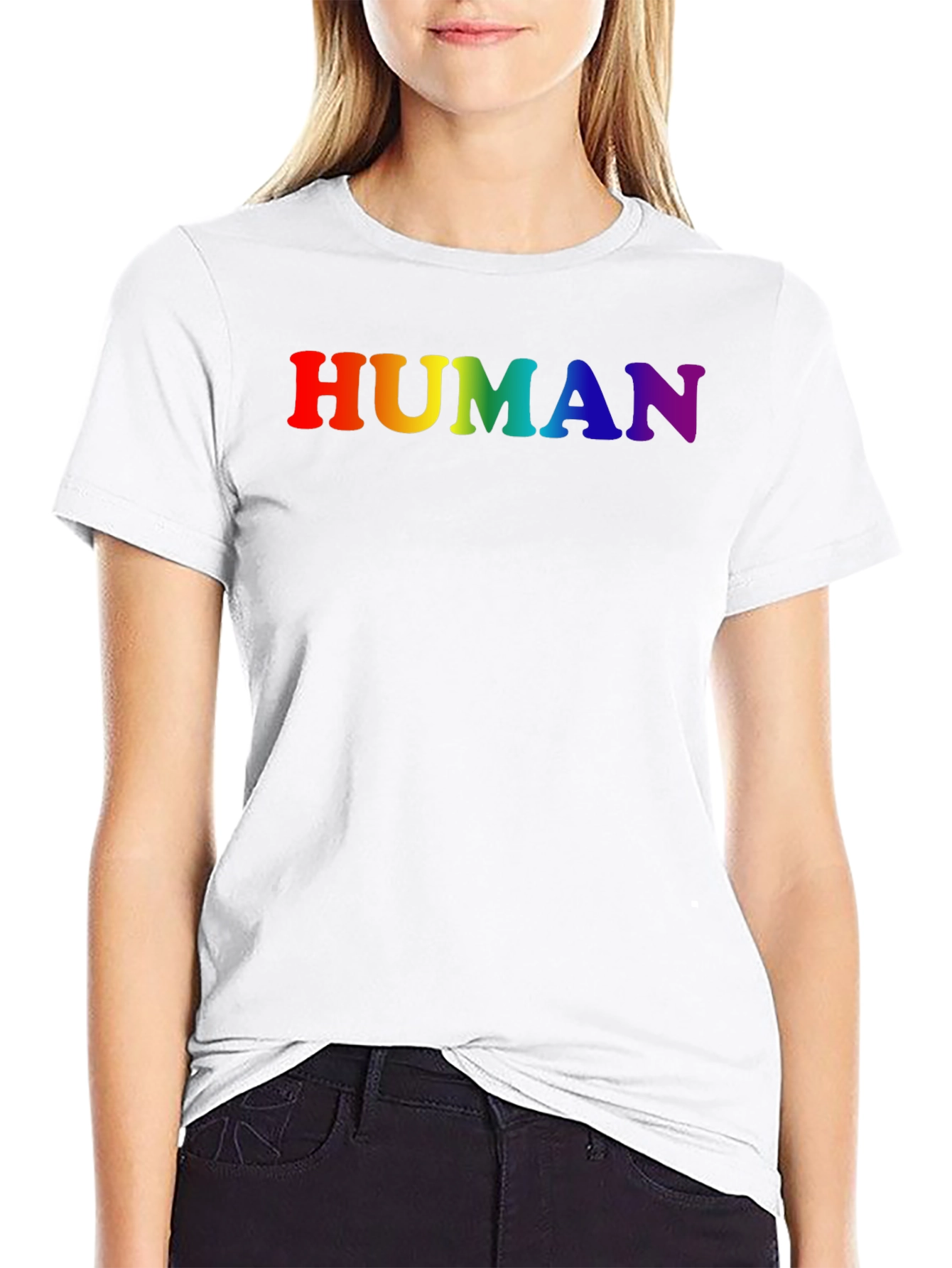 Black Rainbow HUMAN Graphic Black T-Shirt view 9