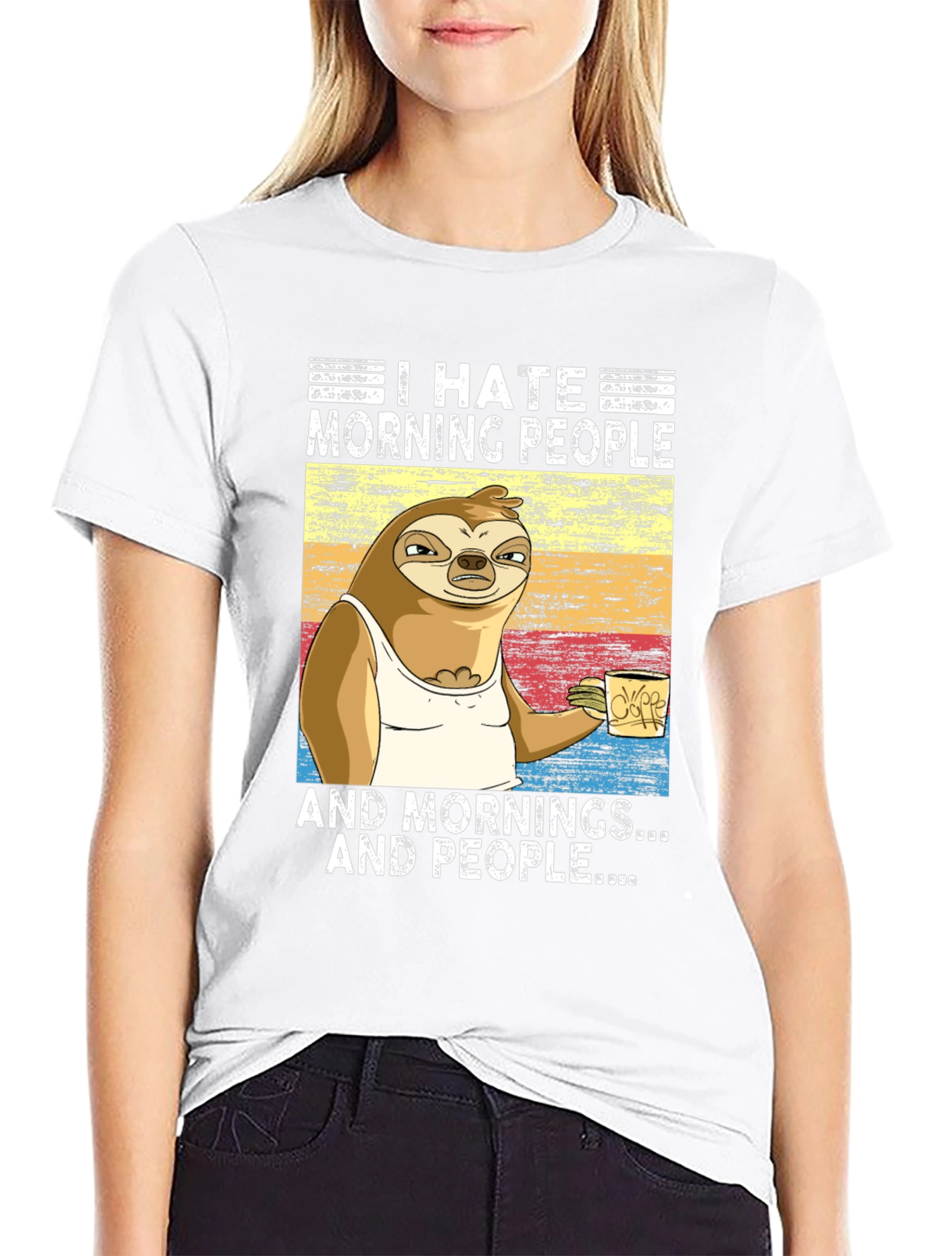 I Hate Morning People Sloth Graphic Tee - 9