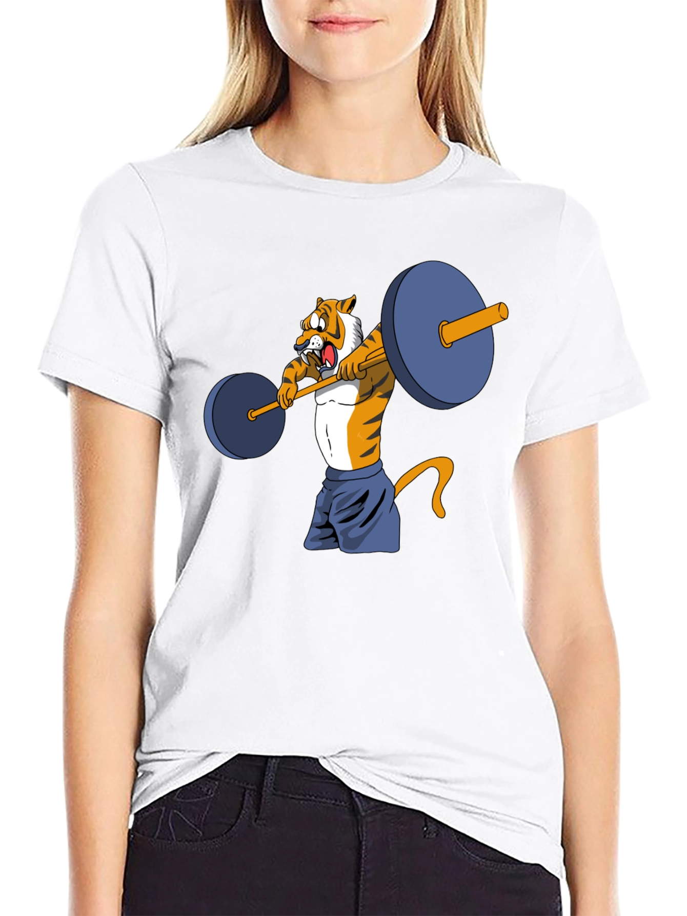 Black Tiger Lifting Weights Graphic Tee view 9