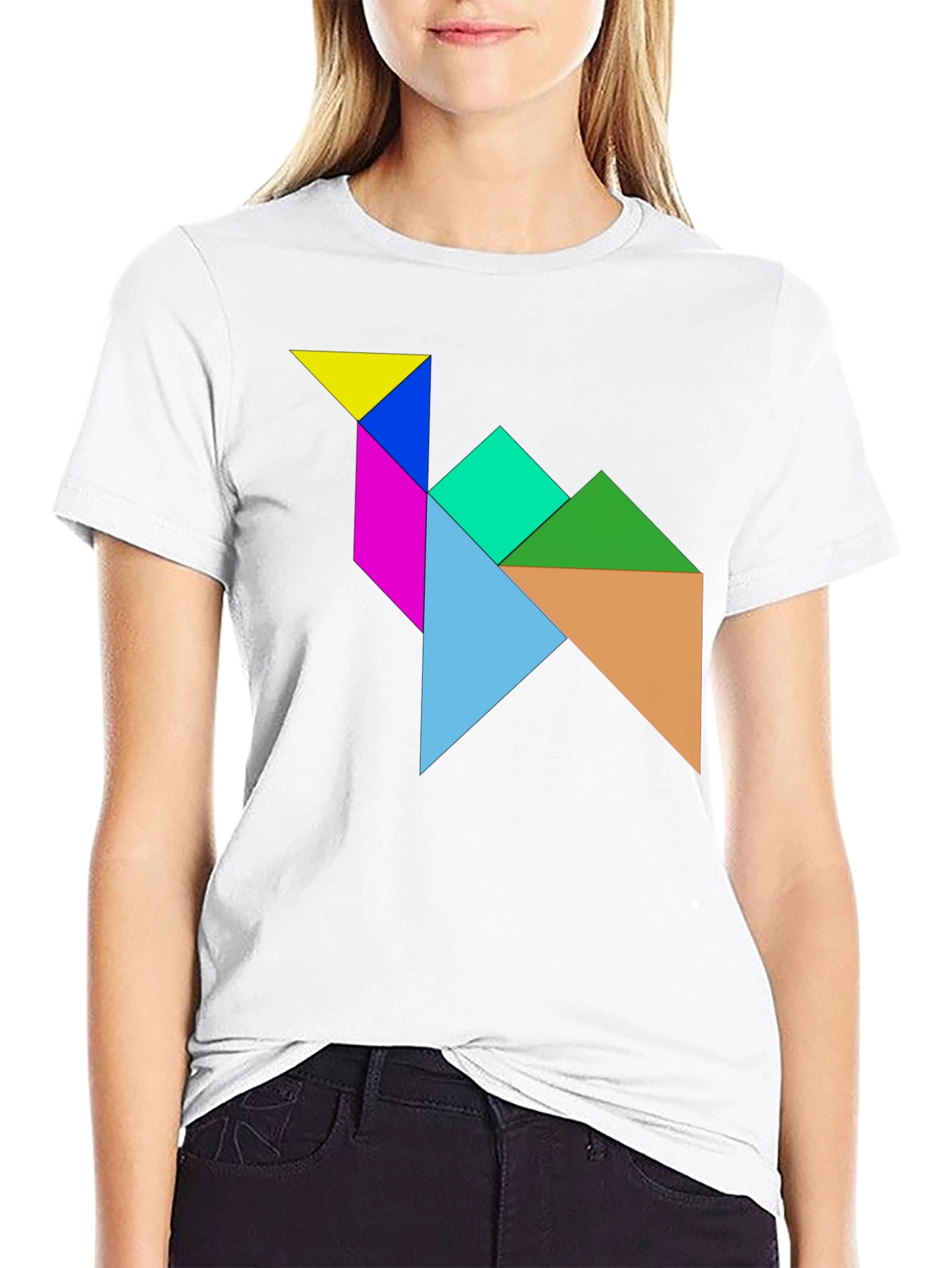 Black Tangram Camel T-Shirt - Puzzle Design Tee view 9