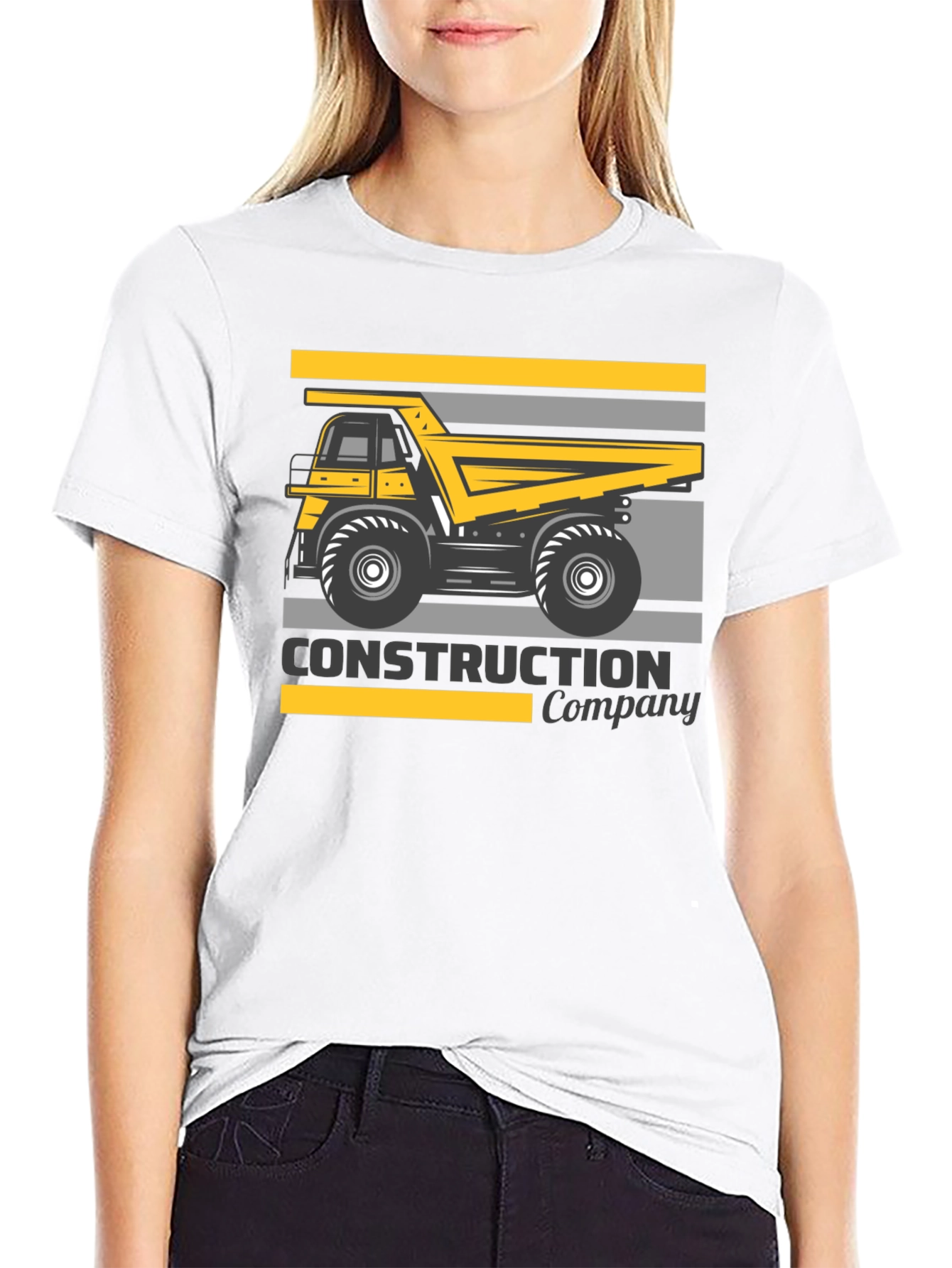 Construction Company Dump Truck Black T-Shirt - 9
