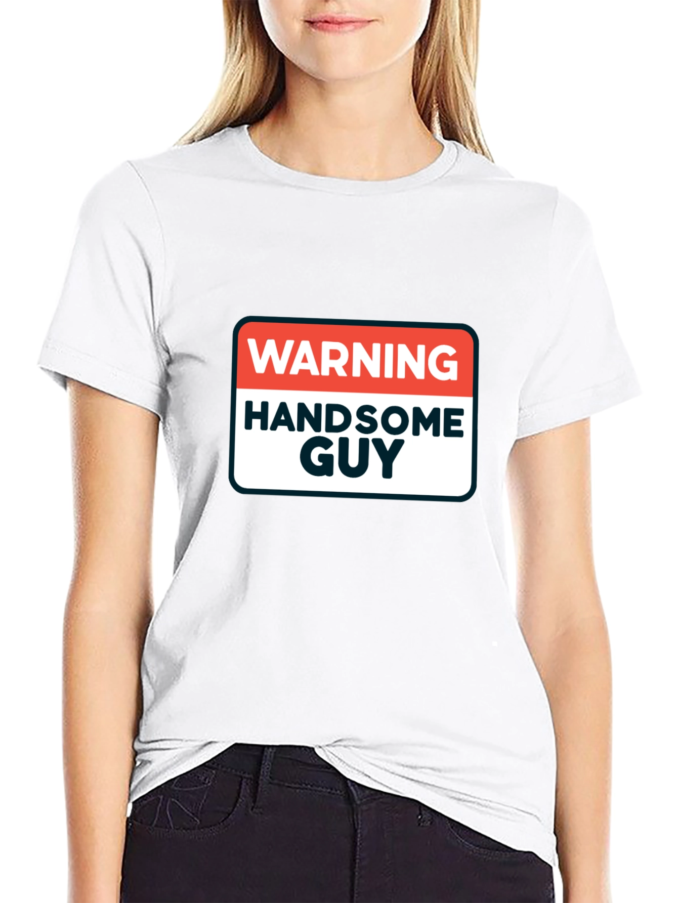 Black Warning Handsome Guy Graphic T-Shirt view 9