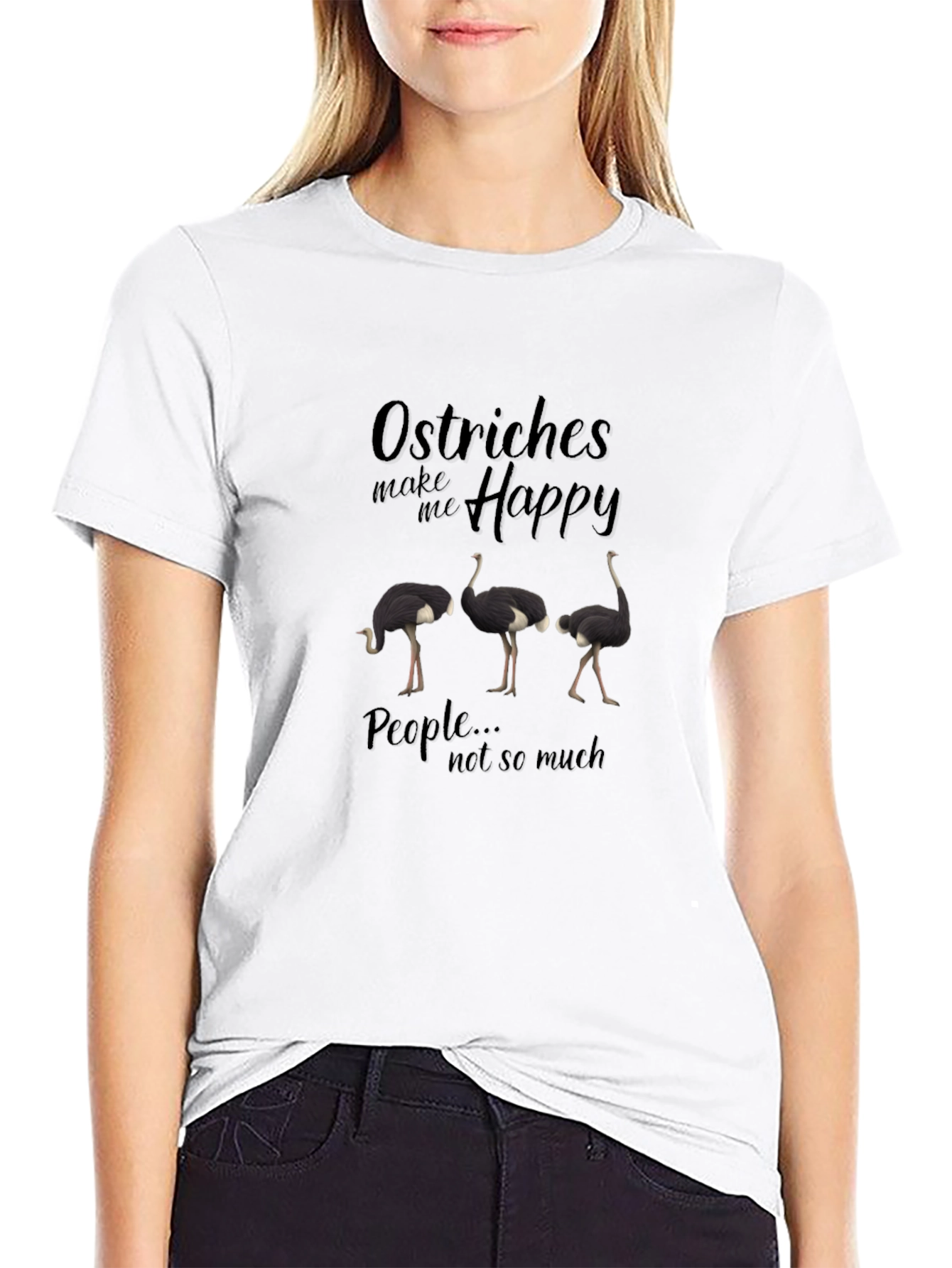 Black Ostriches Make Me Happy Graphic Tee view 9