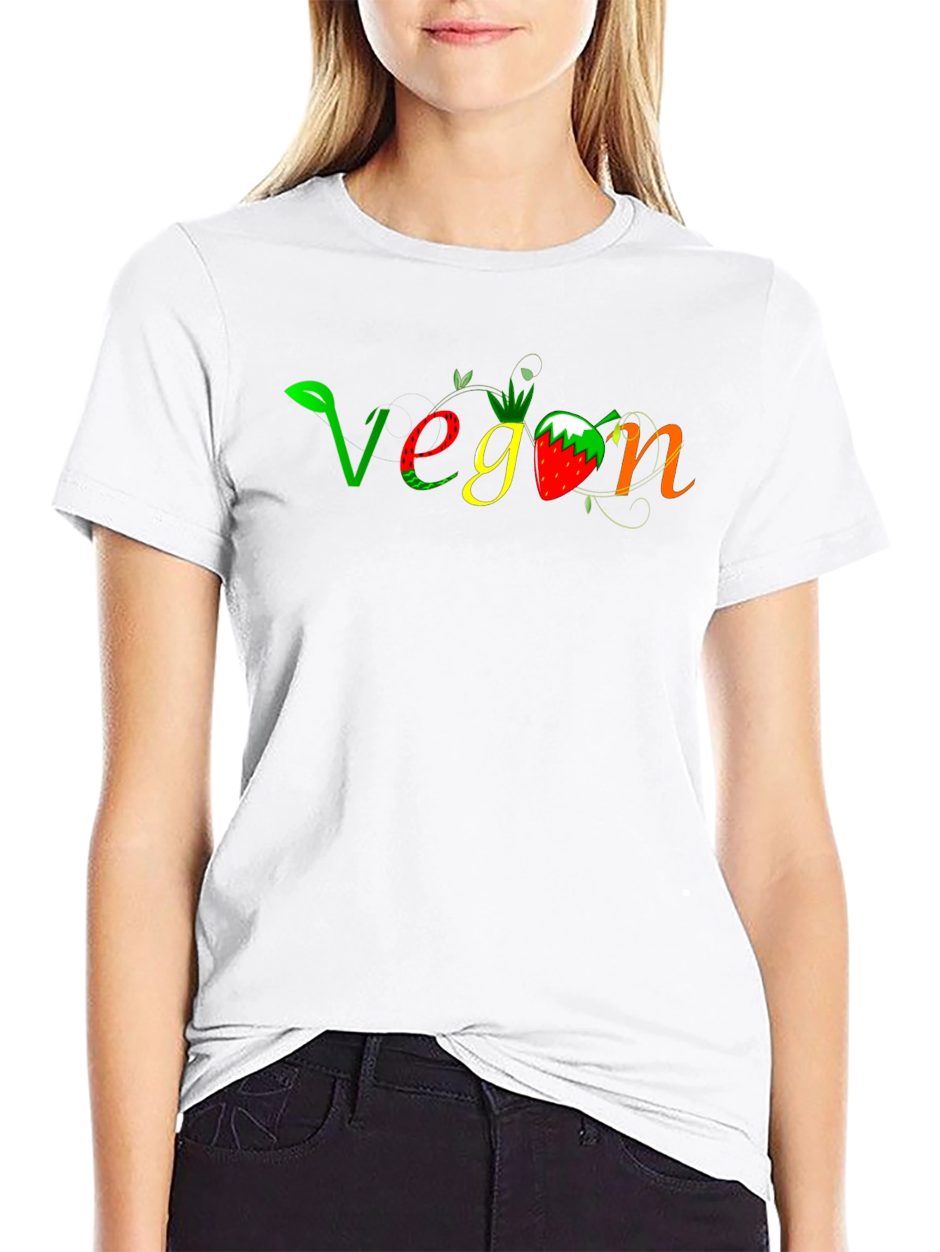 Black Vegan Graphic Tee - Fresh & Fun Design view 9