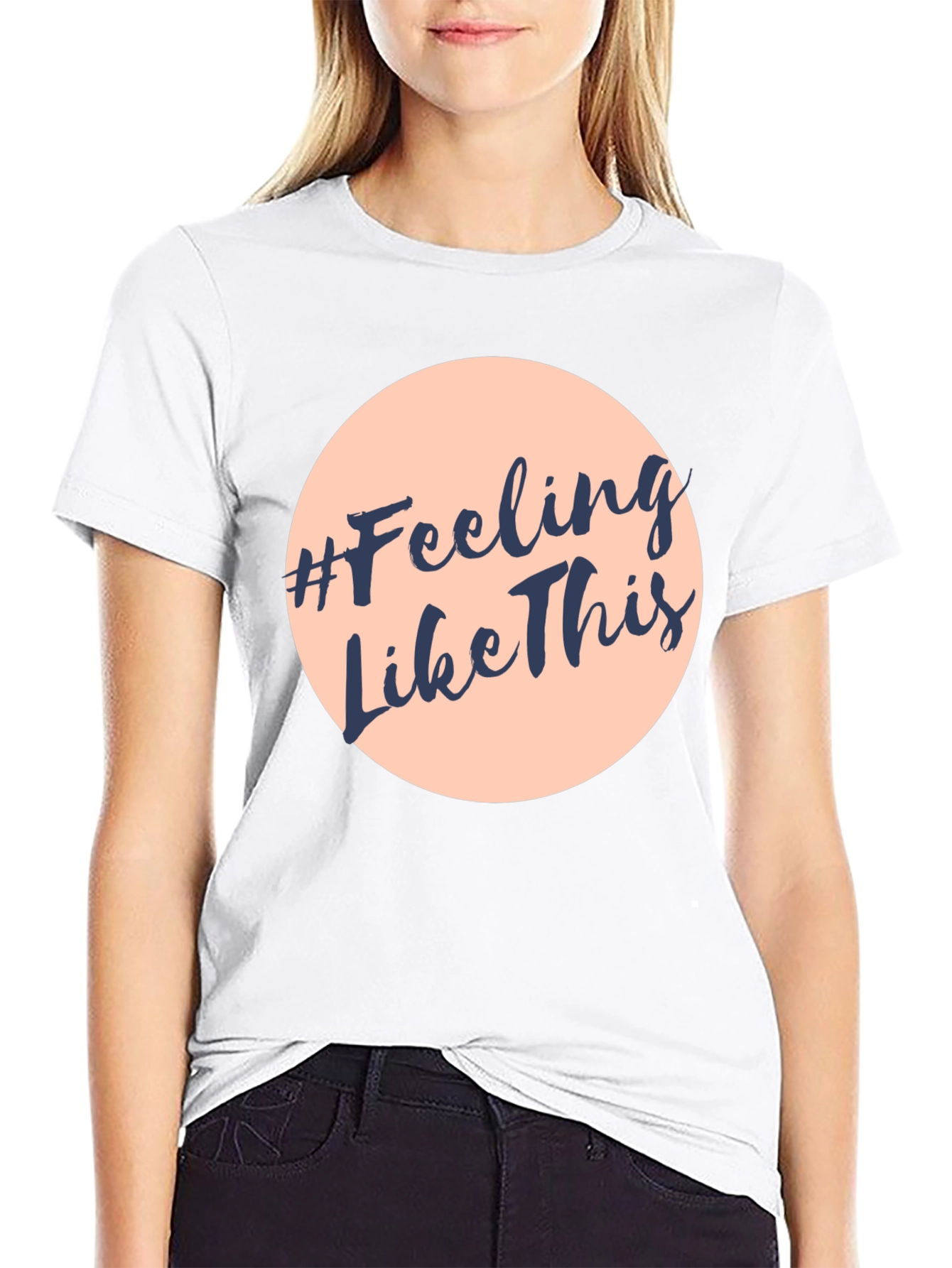 Black #Feeling Like This Graphic Print Crew Neck T-Shirt view 9