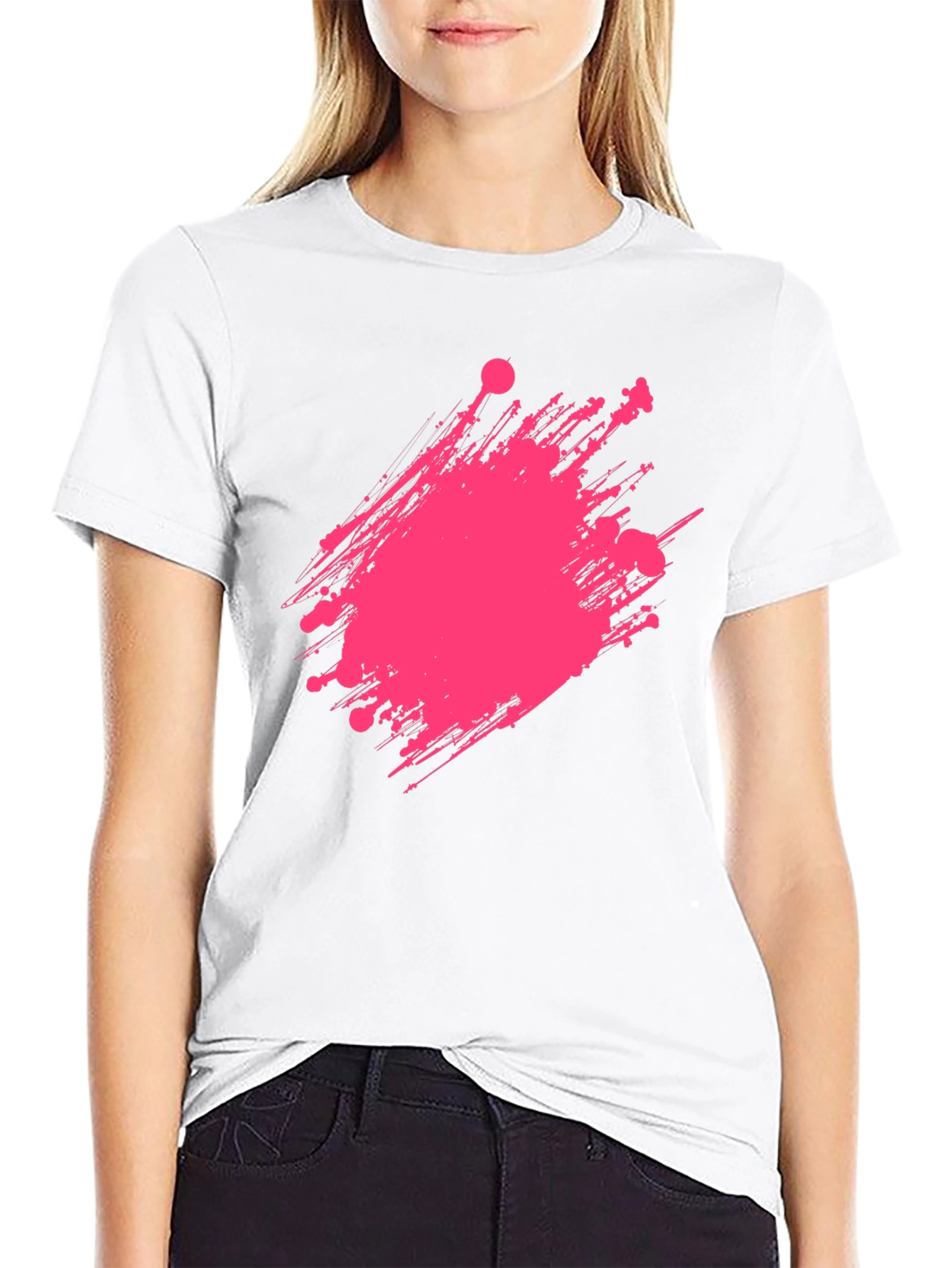 Black Modern Graphic Print Crew Neck T-Shirt view 9