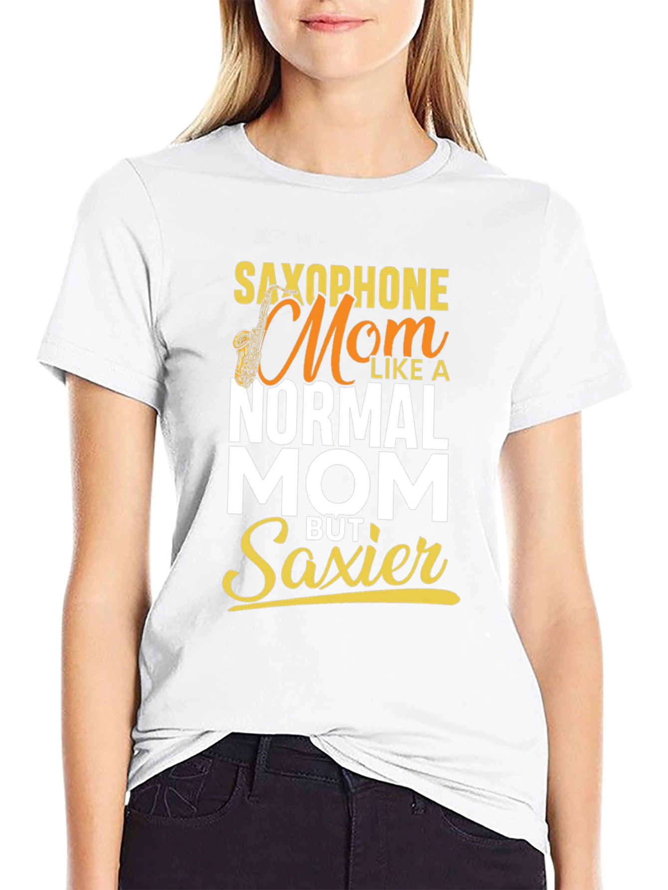 Black Saxophone Mom T-Shirt - Musical Mother's Day Gift view 9