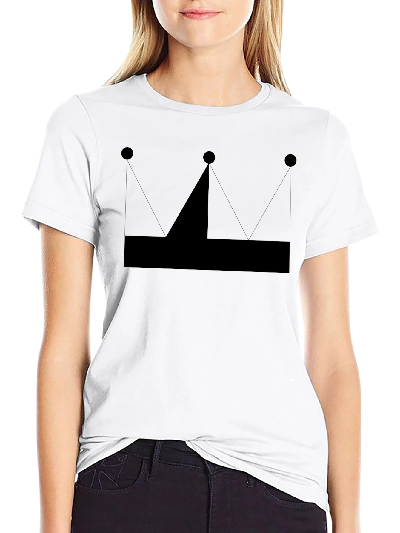 Black Modern Crown Graphic Black T-Shirt view 9