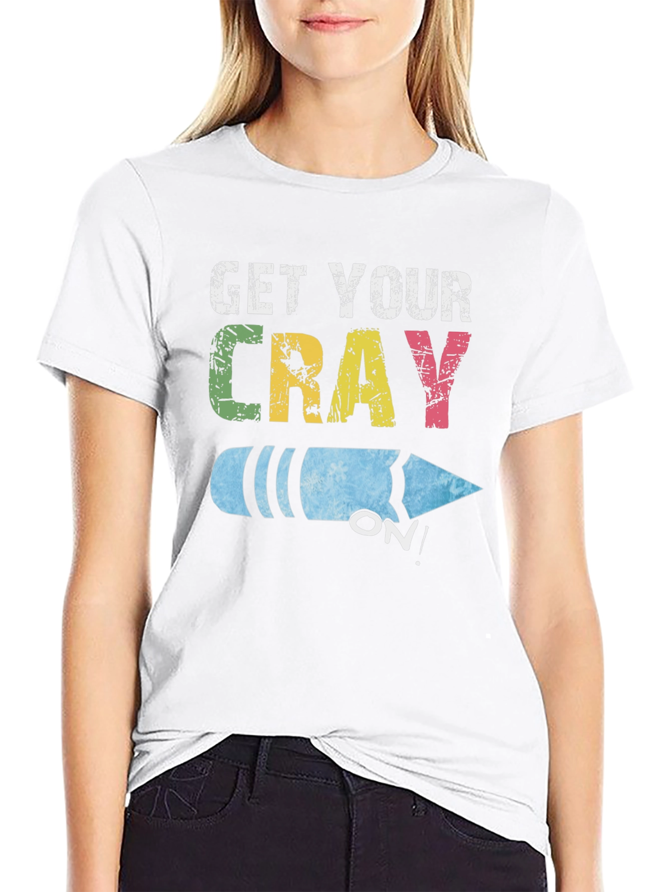 Black Get Your Cray On! Novelty Graphic Tee view 9
