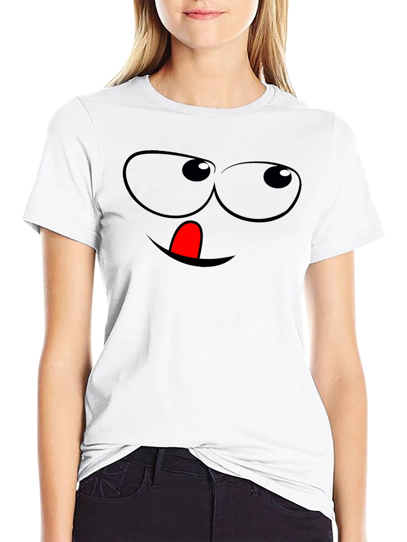 Black Funny Face Graphic Tee - Black Cotton T-Shirt view 9