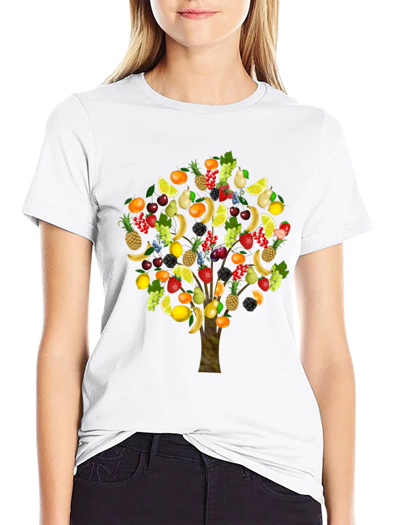 Black Fruit Tree Graphic T-Shirt view 9
