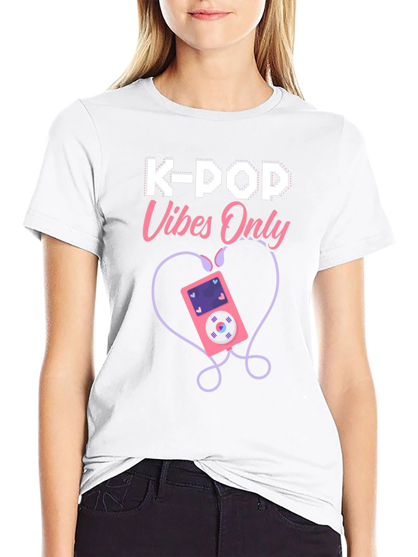 Black K-Pop Vibes Only Graphic T-Shirt view 9