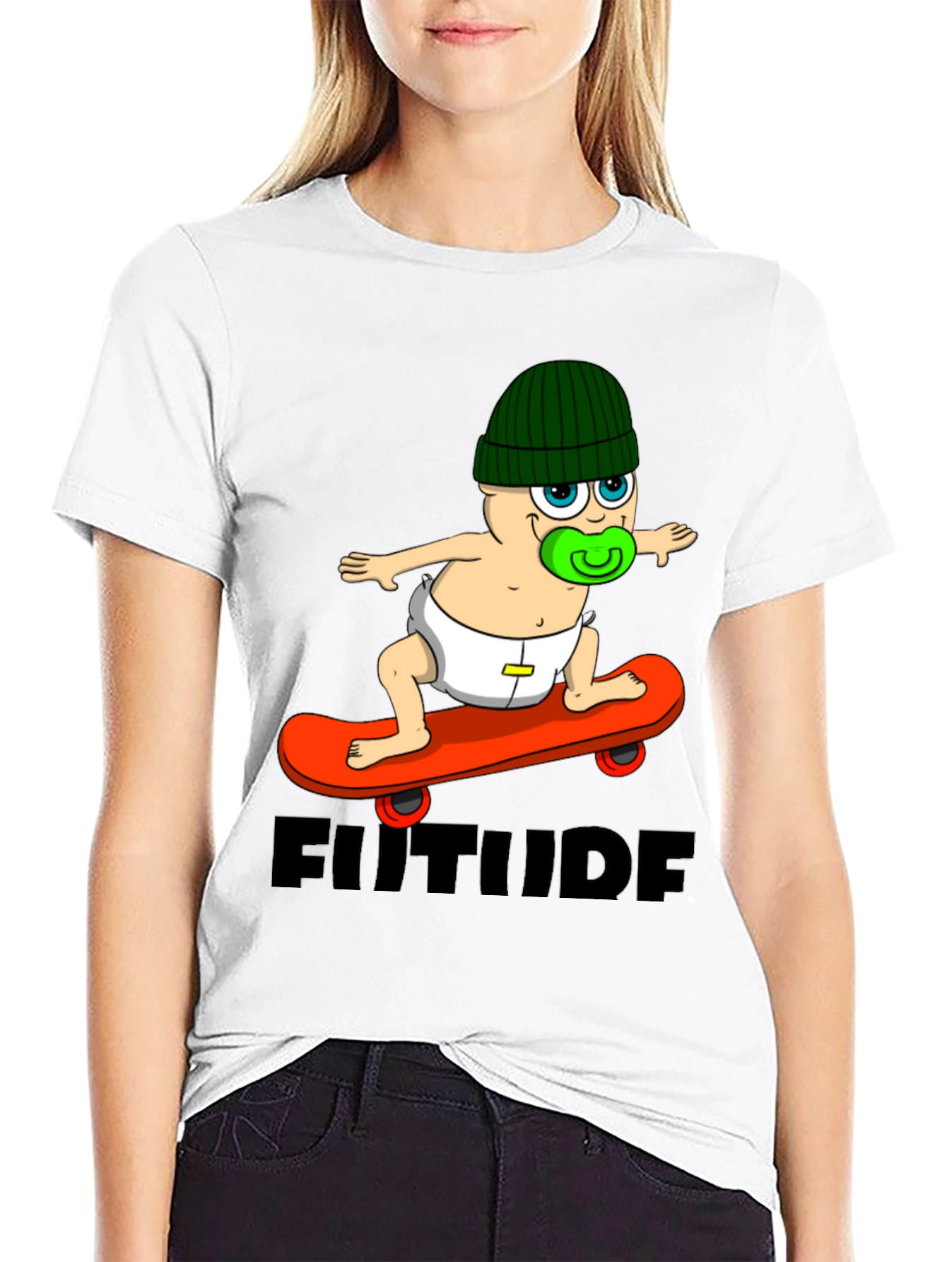 Black Skateboarding Baby T-Shirt - Future Attitude Tee view 9