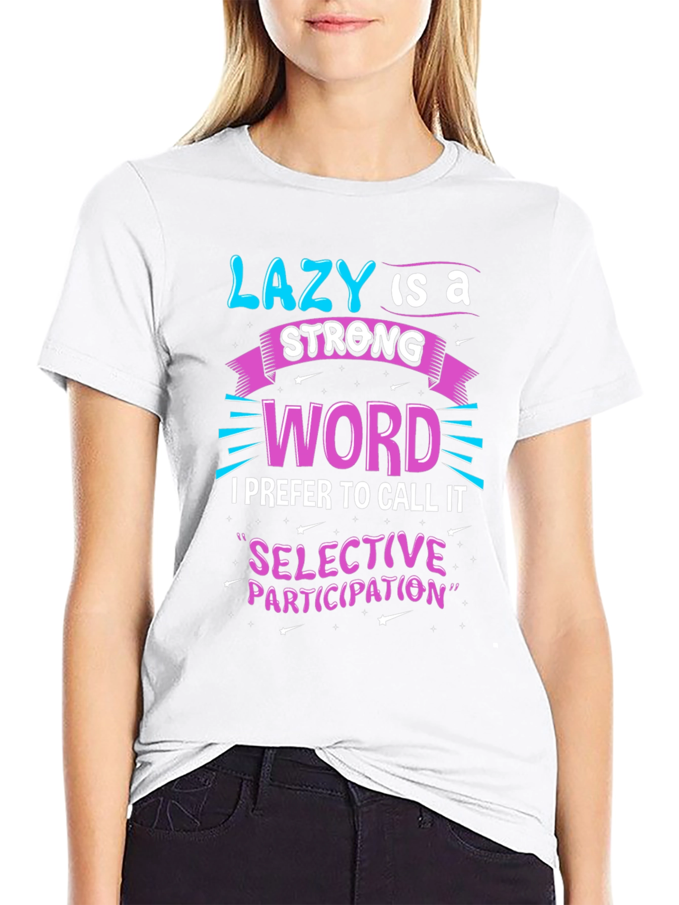 Black Funny Slogan Tee - Lazy is a Strong Word view 9