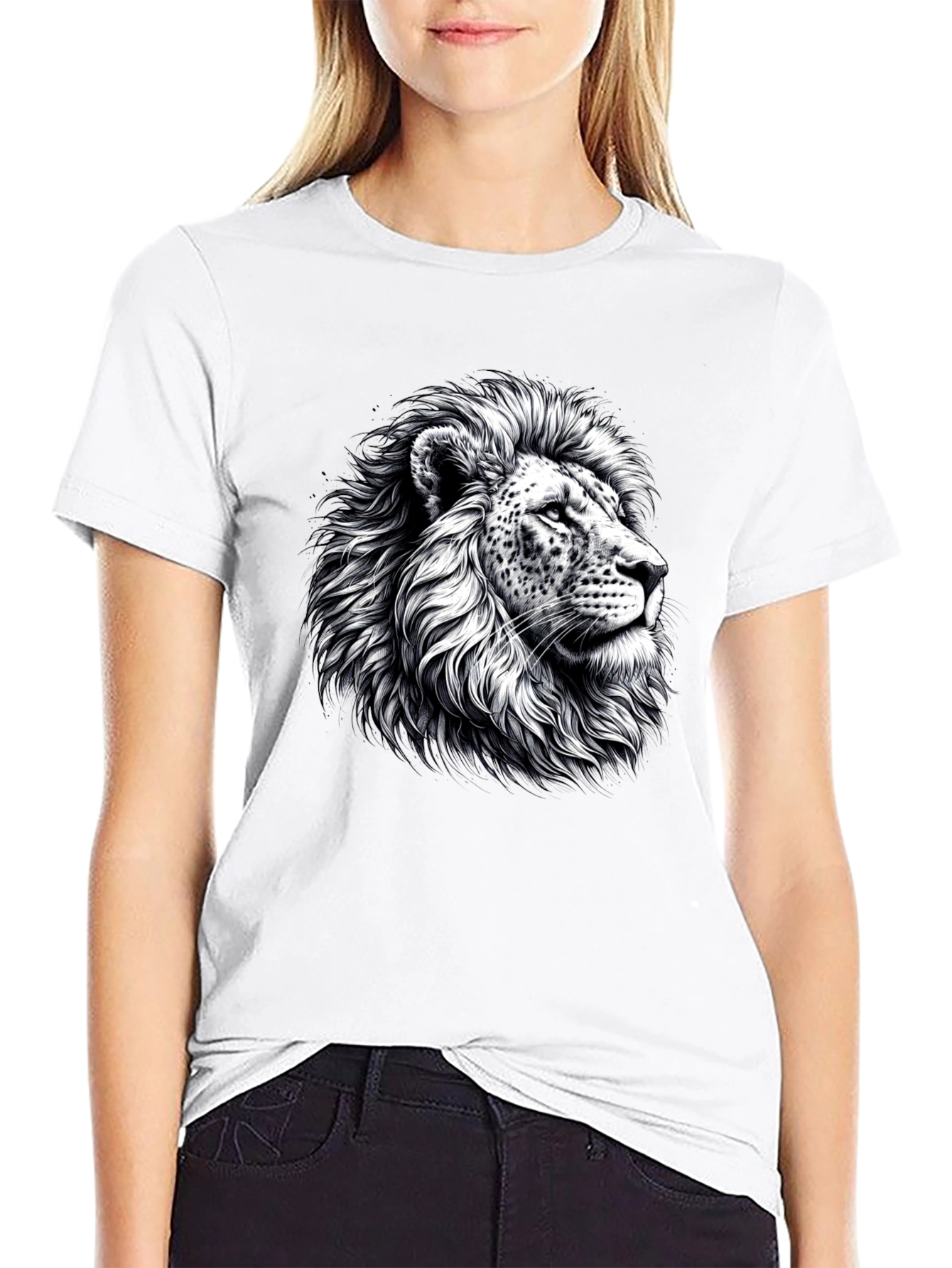 Black Lion Graphic Print Black T-Shirt view 9