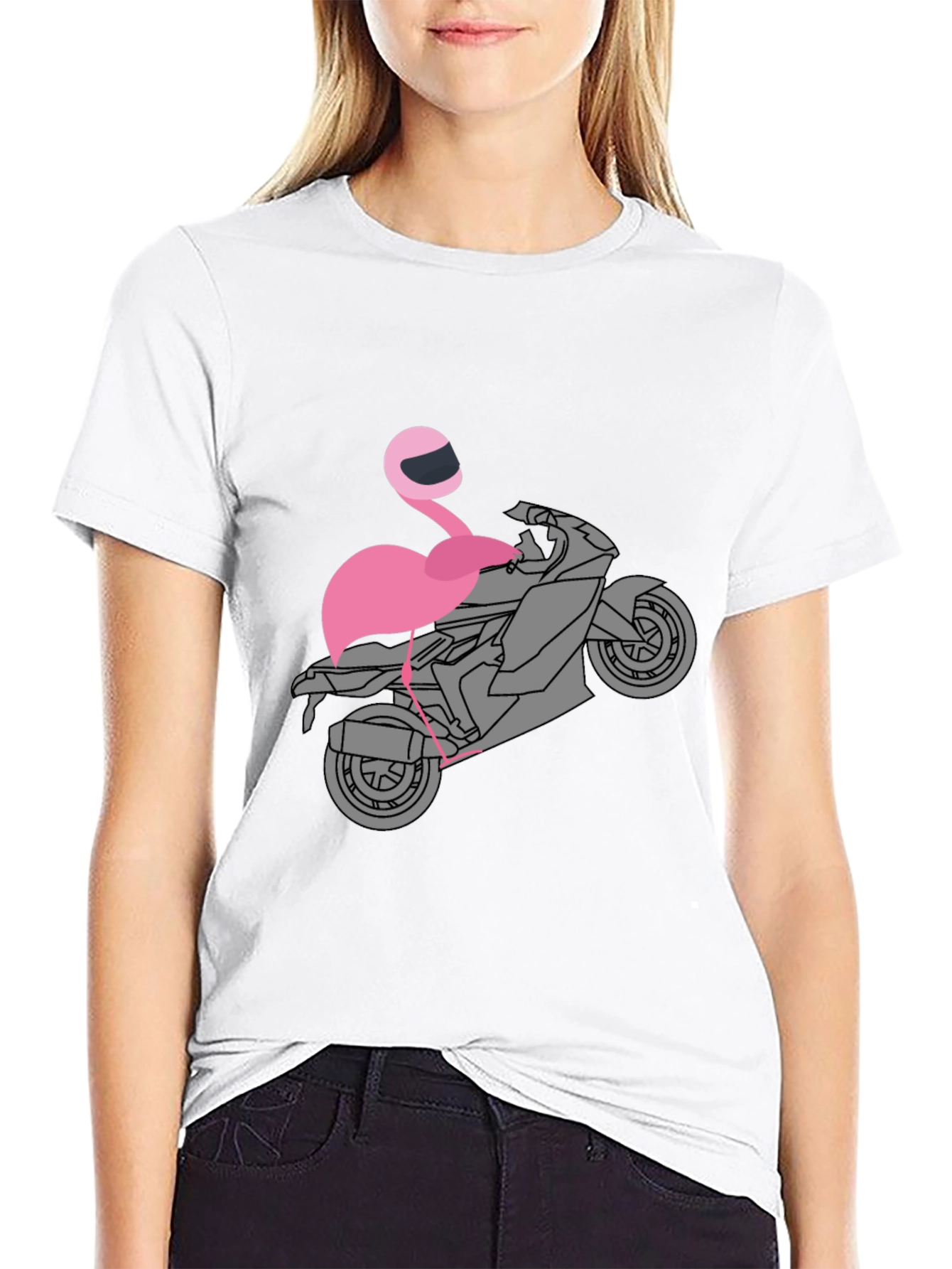 Black Flamingo Biker T-Shirt - Unique Graphic Tee view 9