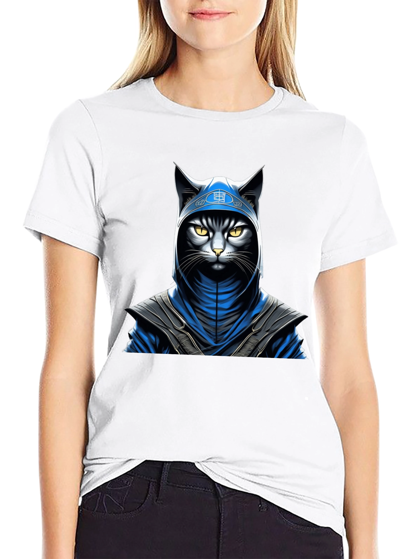 Black Ninja Cat Graphic T-Shirt - Stealth Style view 9