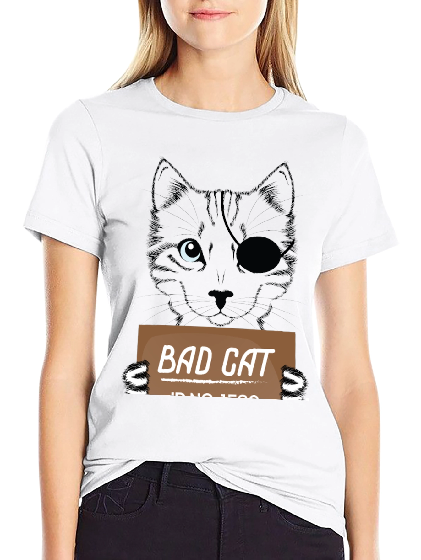 Black Bad Cat T-Shirt - Men's Black Novelty Tee view 9