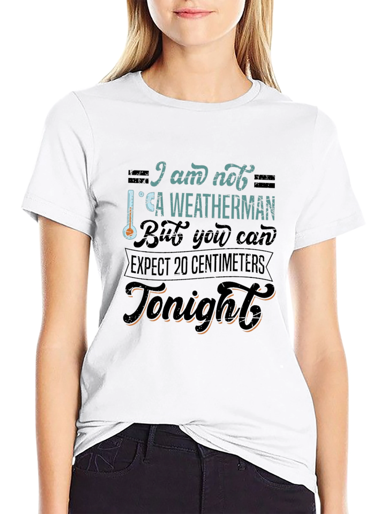 Black Funny Weatherman Graphic Tee - Expect 20 Centimeters view 9